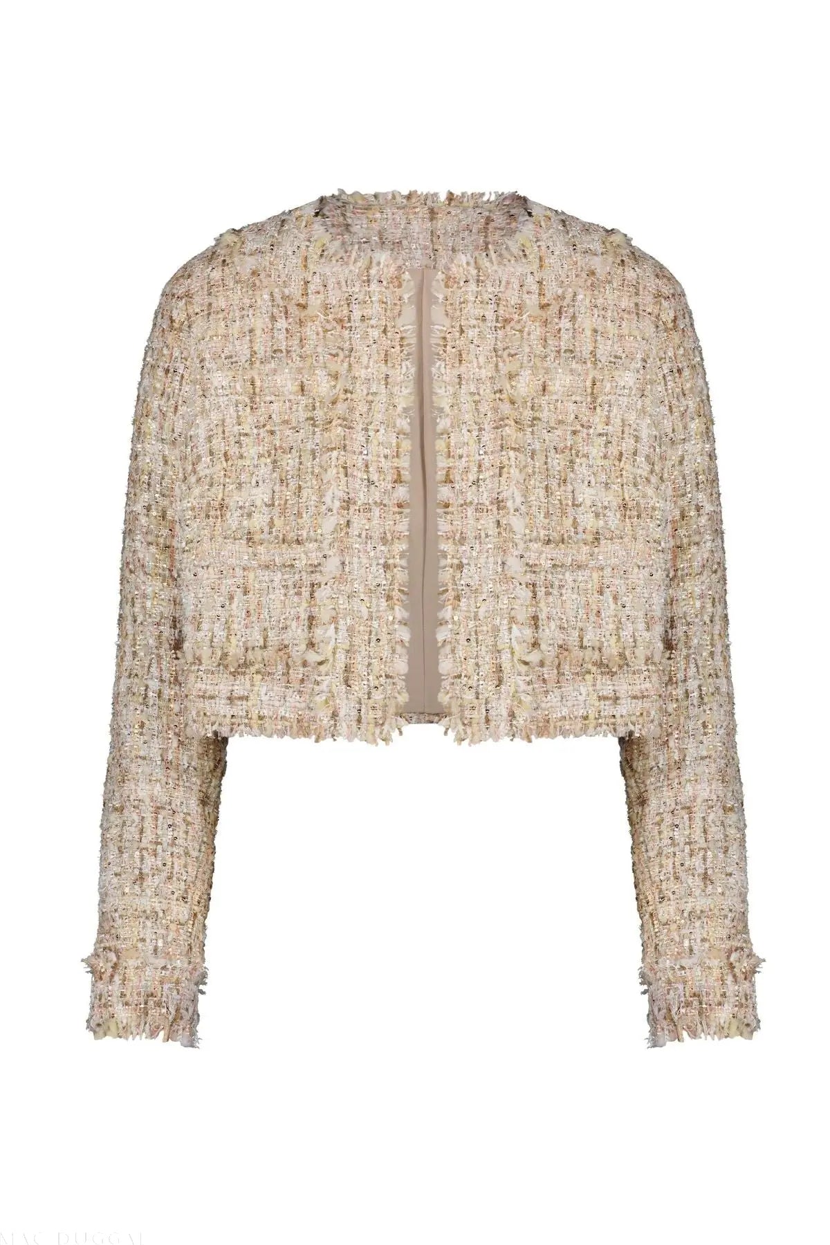 Long Sleeve Cropped Boucle Jacket - Mac Duggal