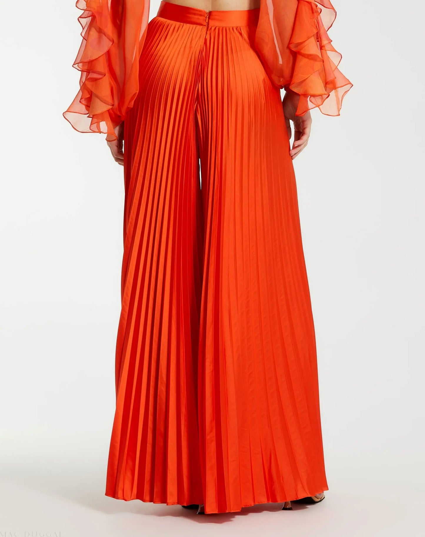 Pleated Charmeuse Wide Leg Pants - Mac Duggal
