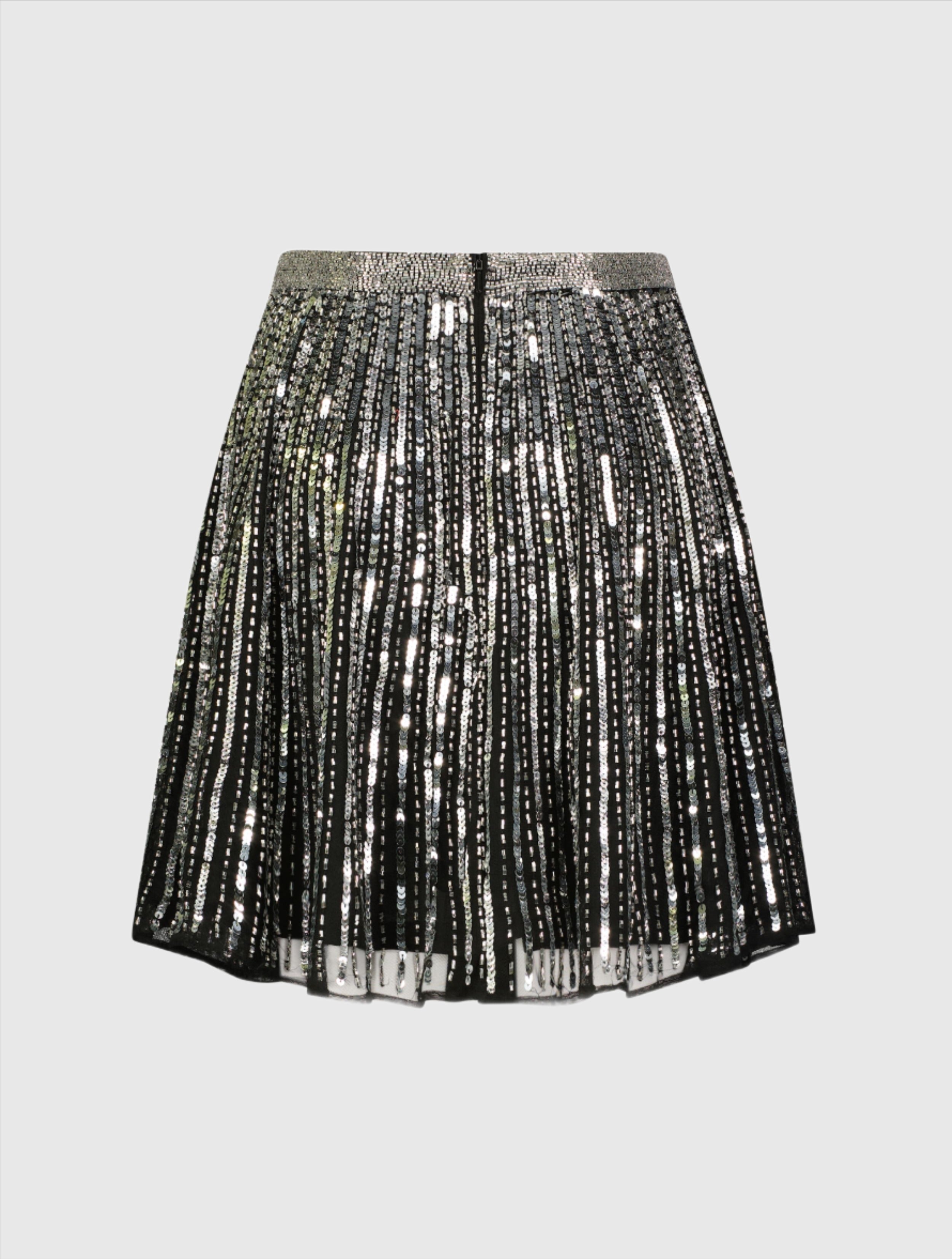 Sequin Embellished Chiffon  A-line Mini Skirt