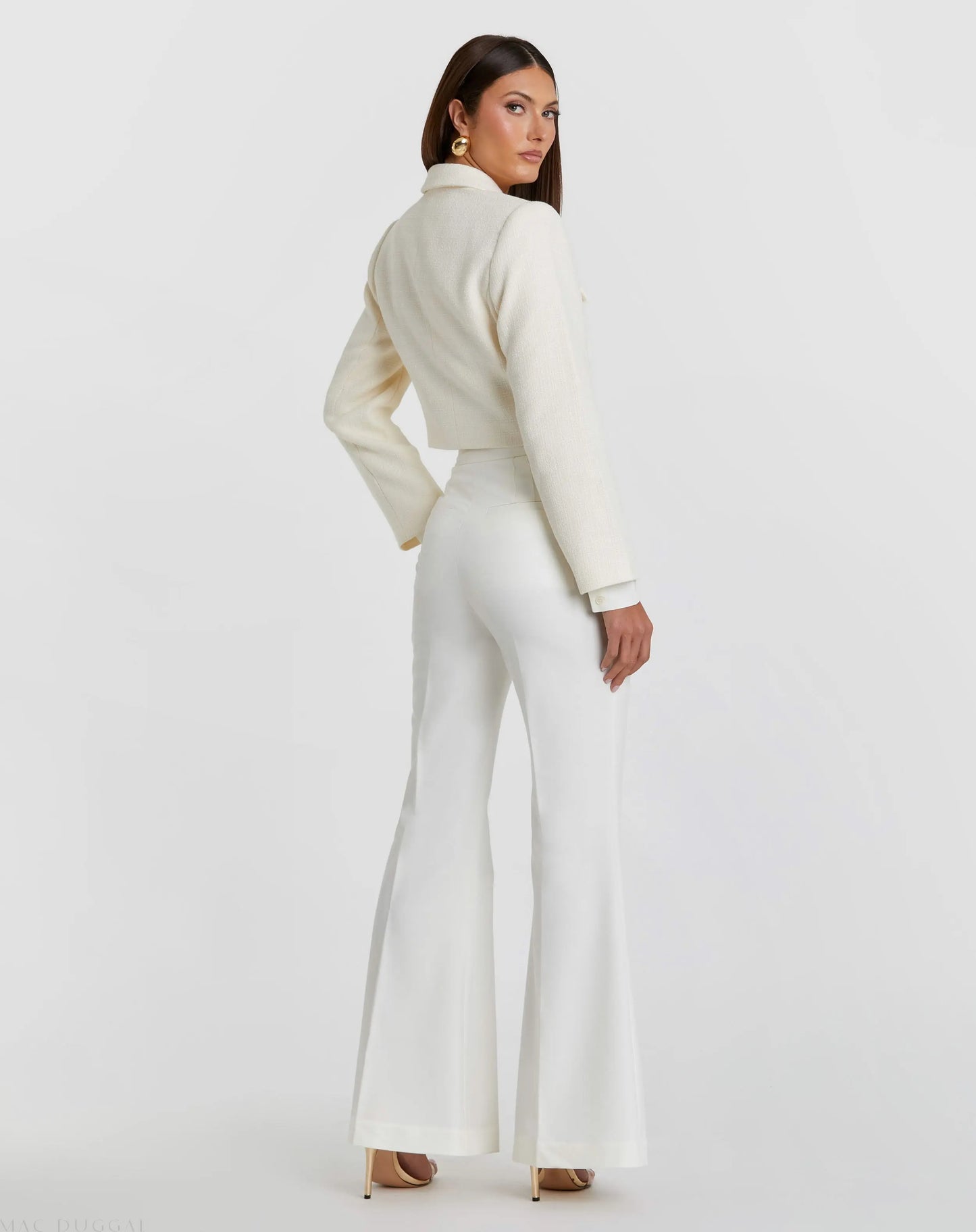 Cropped Tweed Floral Button Jacket - FINAL SALE - Mac Duggal