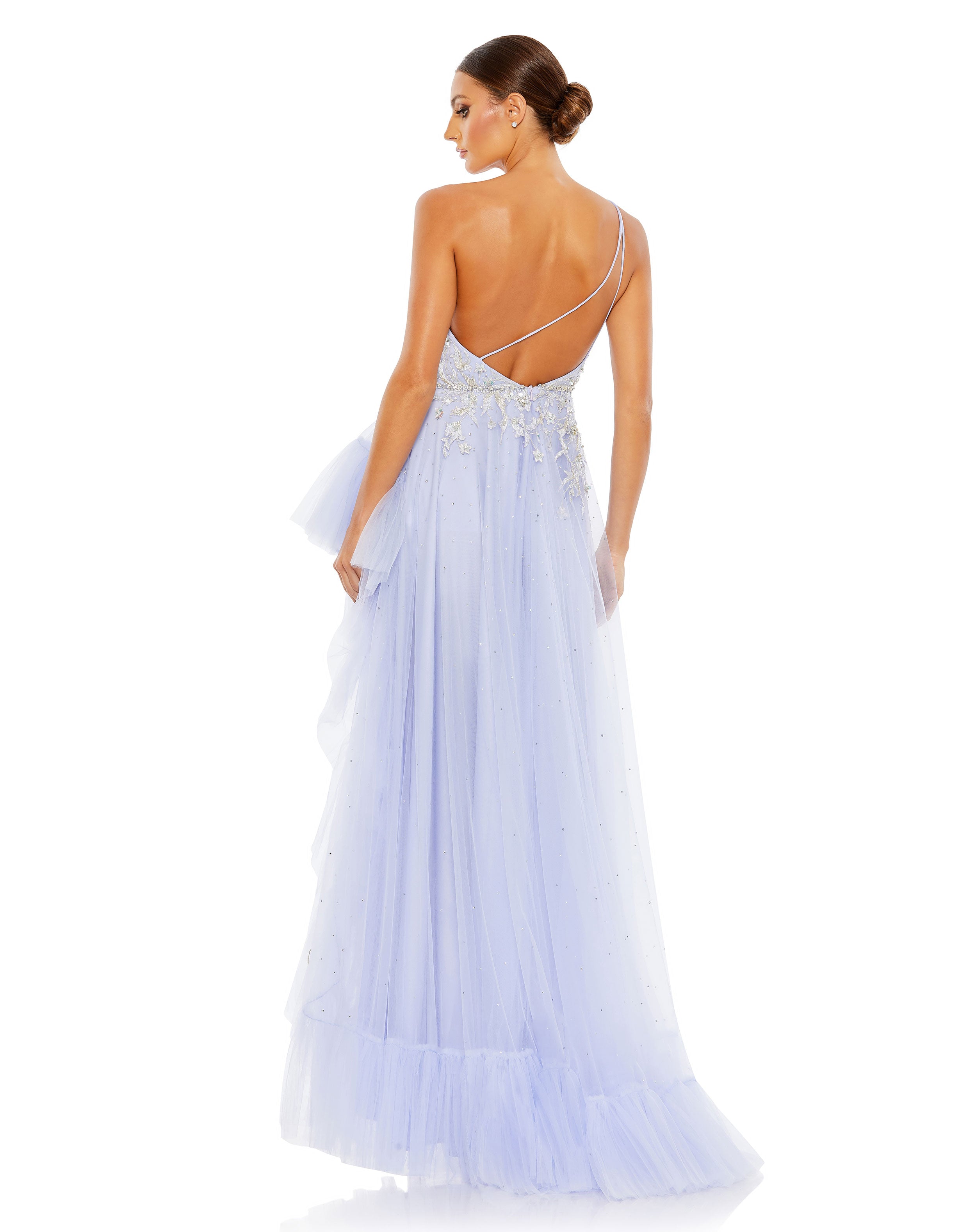 Embellished One Shoulder Asymmetrical Hem Gown - FINAL SALE