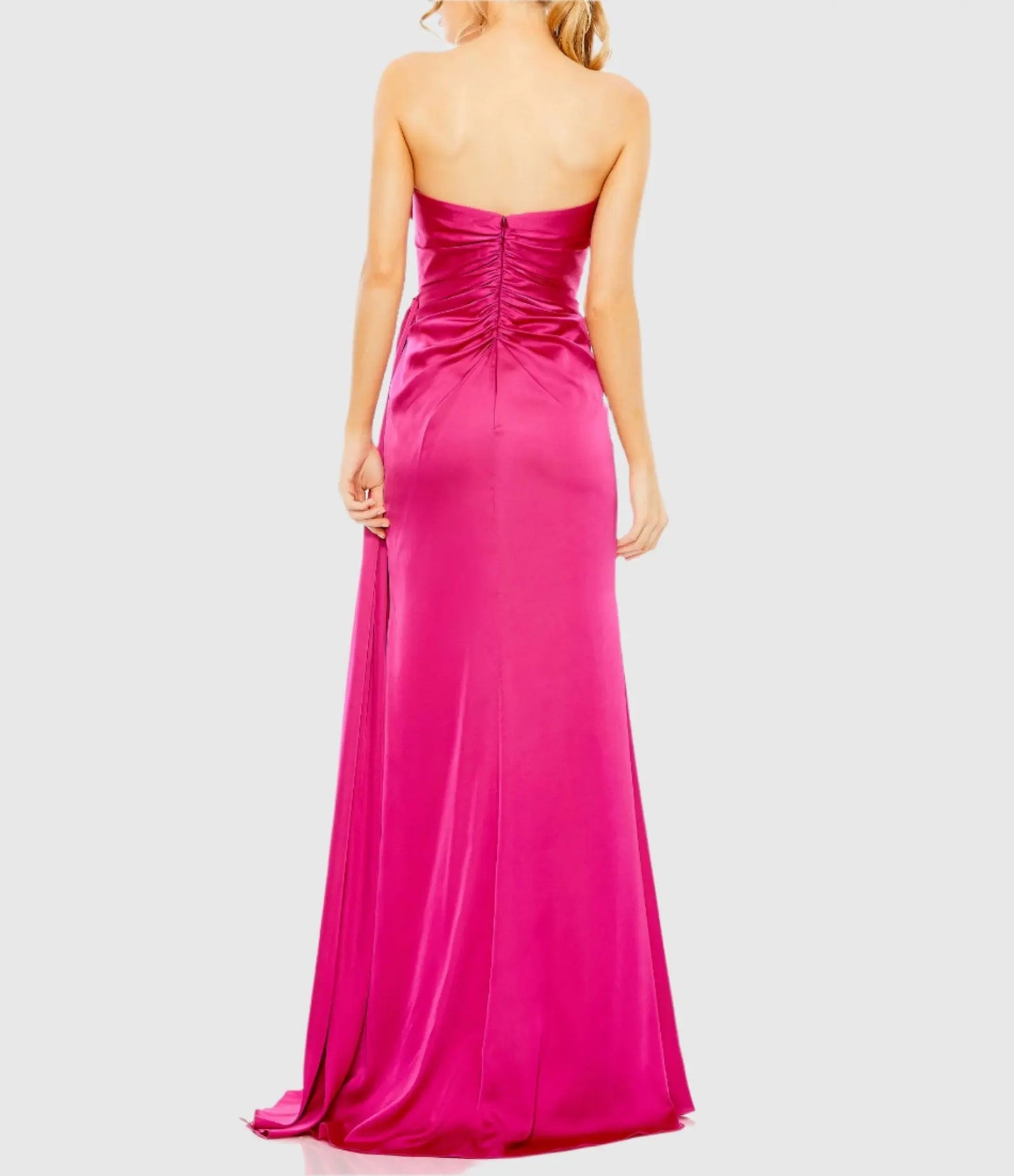 Pink Strapless Embellished Sweetheart Neckline Satin Gown - Mac Duggal