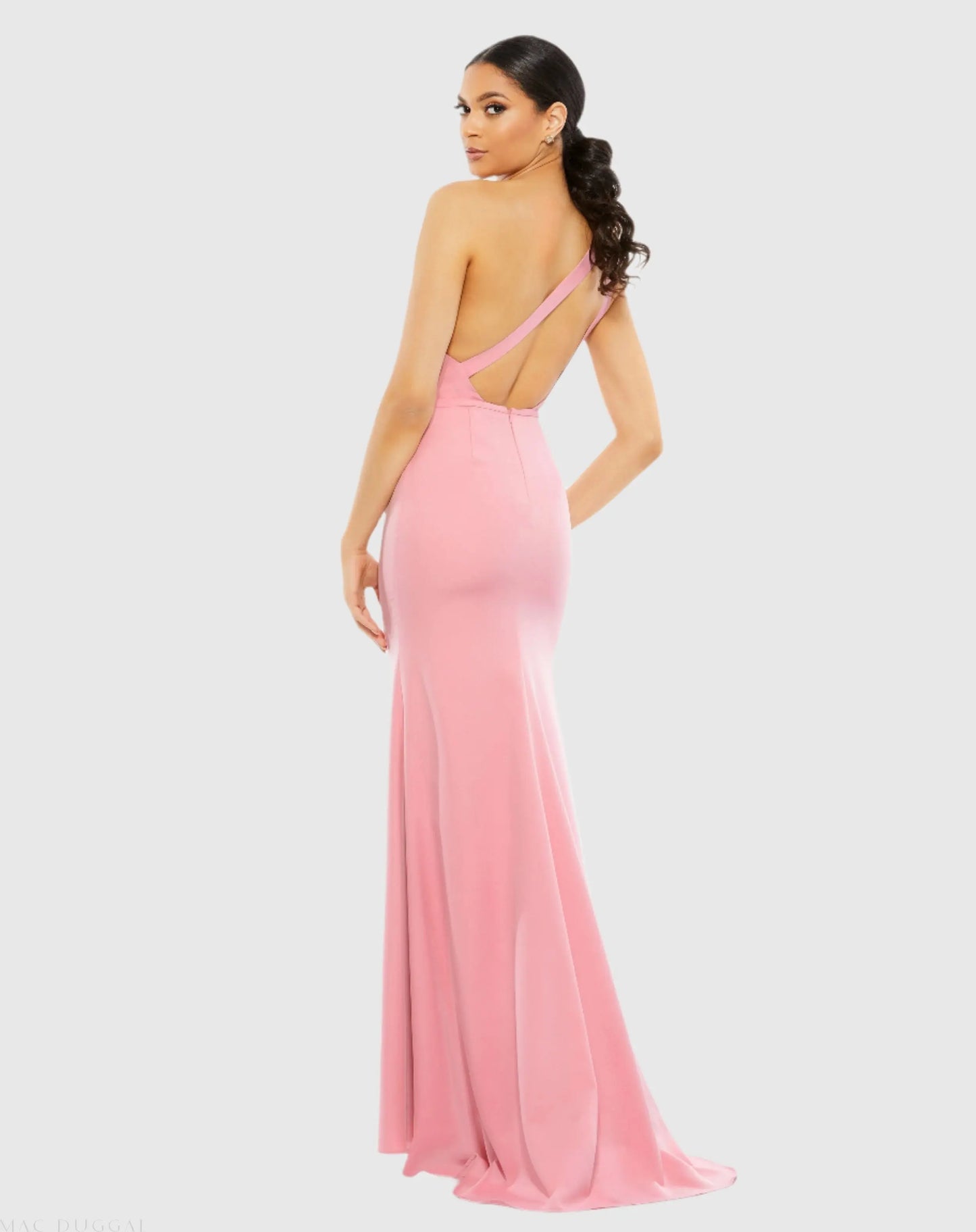 Light Pink One Shoulder Jersey Mermaid Gown - Mac Duggal