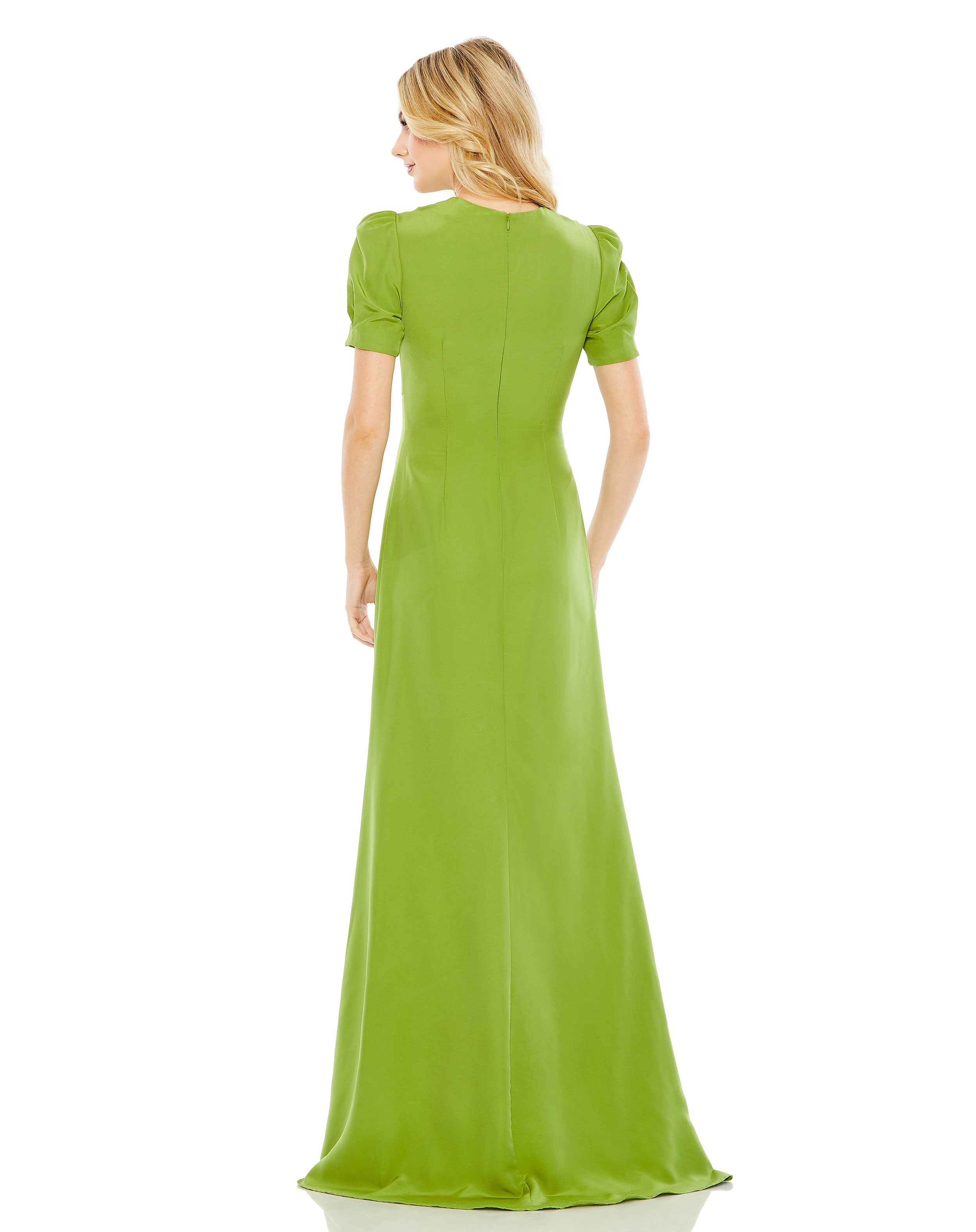 Plunge Neck Puff Sleeve Cut Out Gown - FINAL SALE
