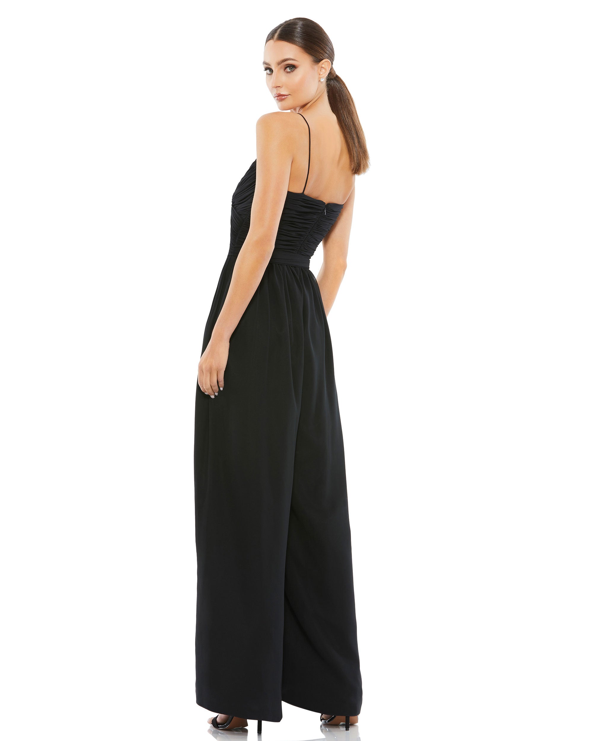 Ruched Sleeveless Tie Jumpsuit