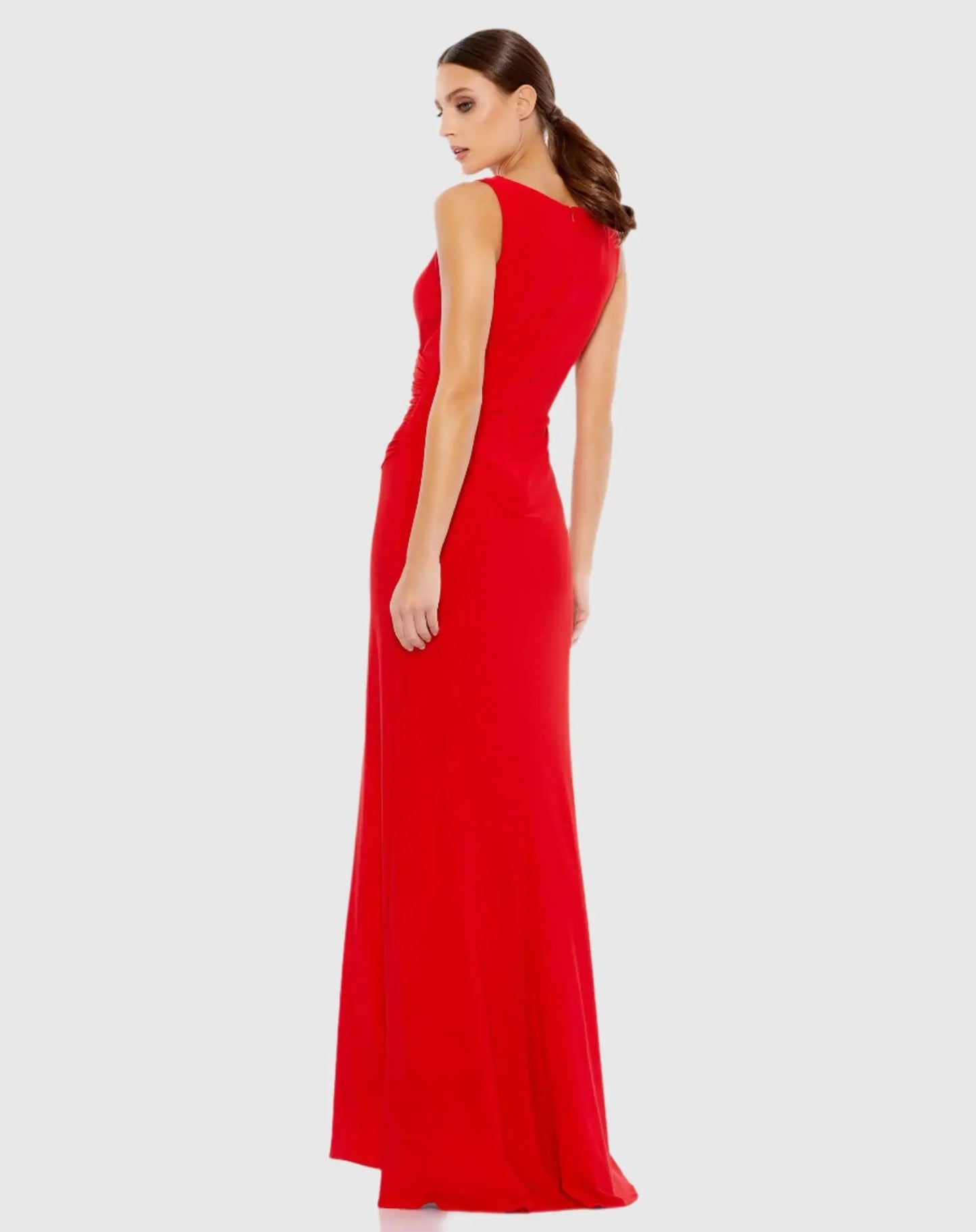 Faux Wrap Sleeveless V Neck Gown Ieena for Mac Duggal