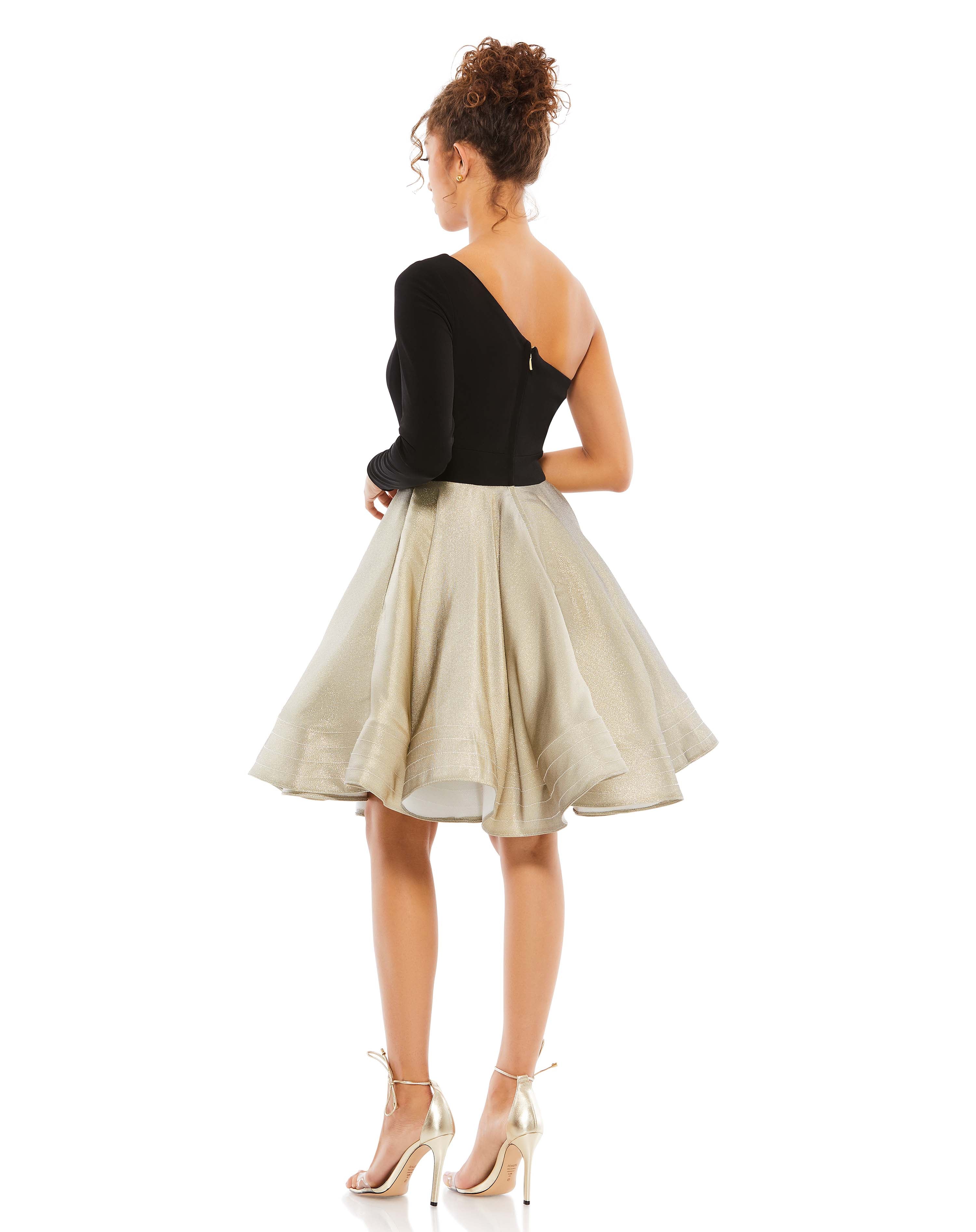 Black & Gold One Shoulder A-Line Dress - FINAL SALE