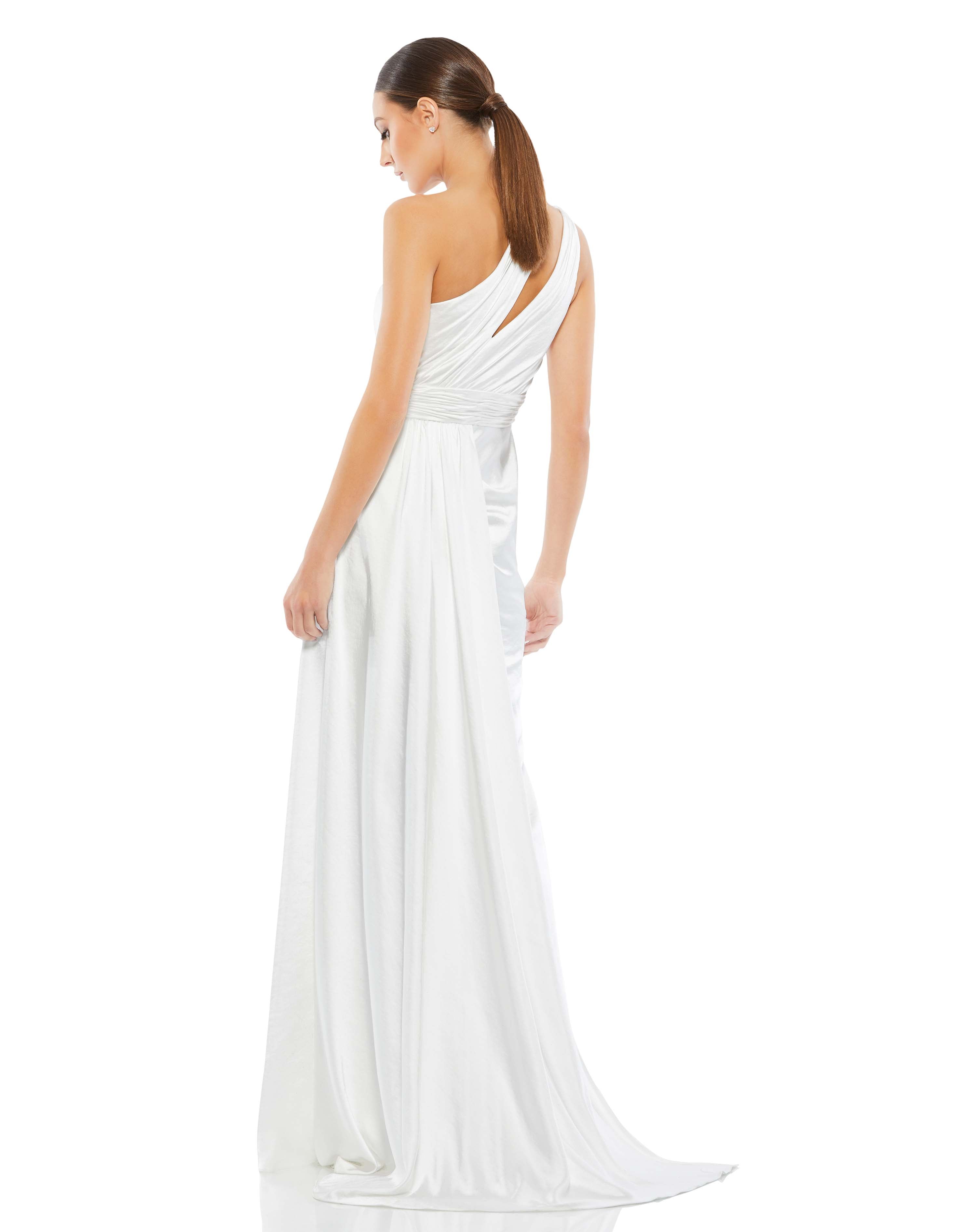 One Shoulder Cutout Charmeuse Gown