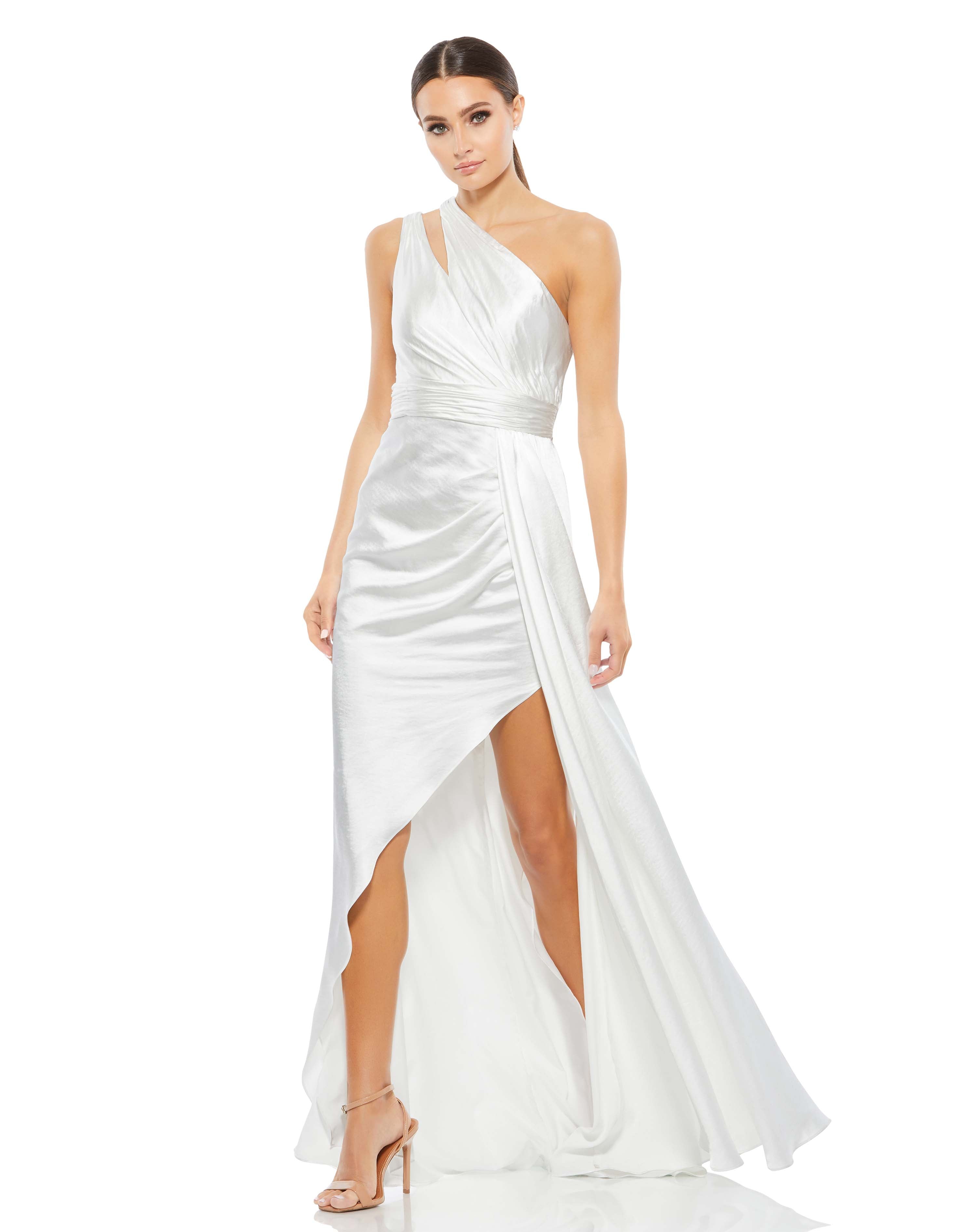 One Shoulder Cutout Charmeuse Gown