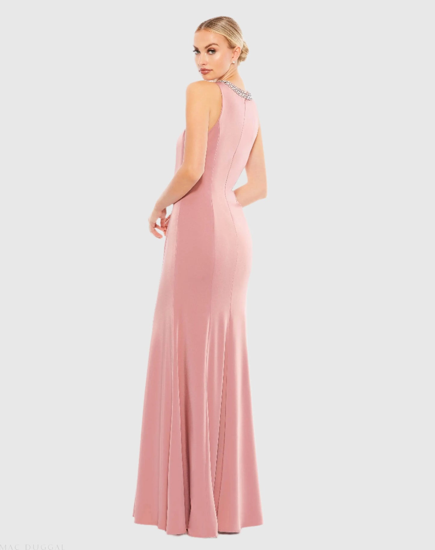 Pink Embellished Neck Trumpet Gown - Ieena for Mac Duggal