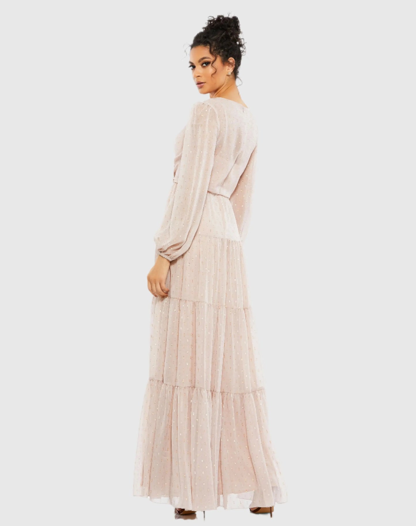 V Neck Tiered Ruffle Gown - Mac Duggal