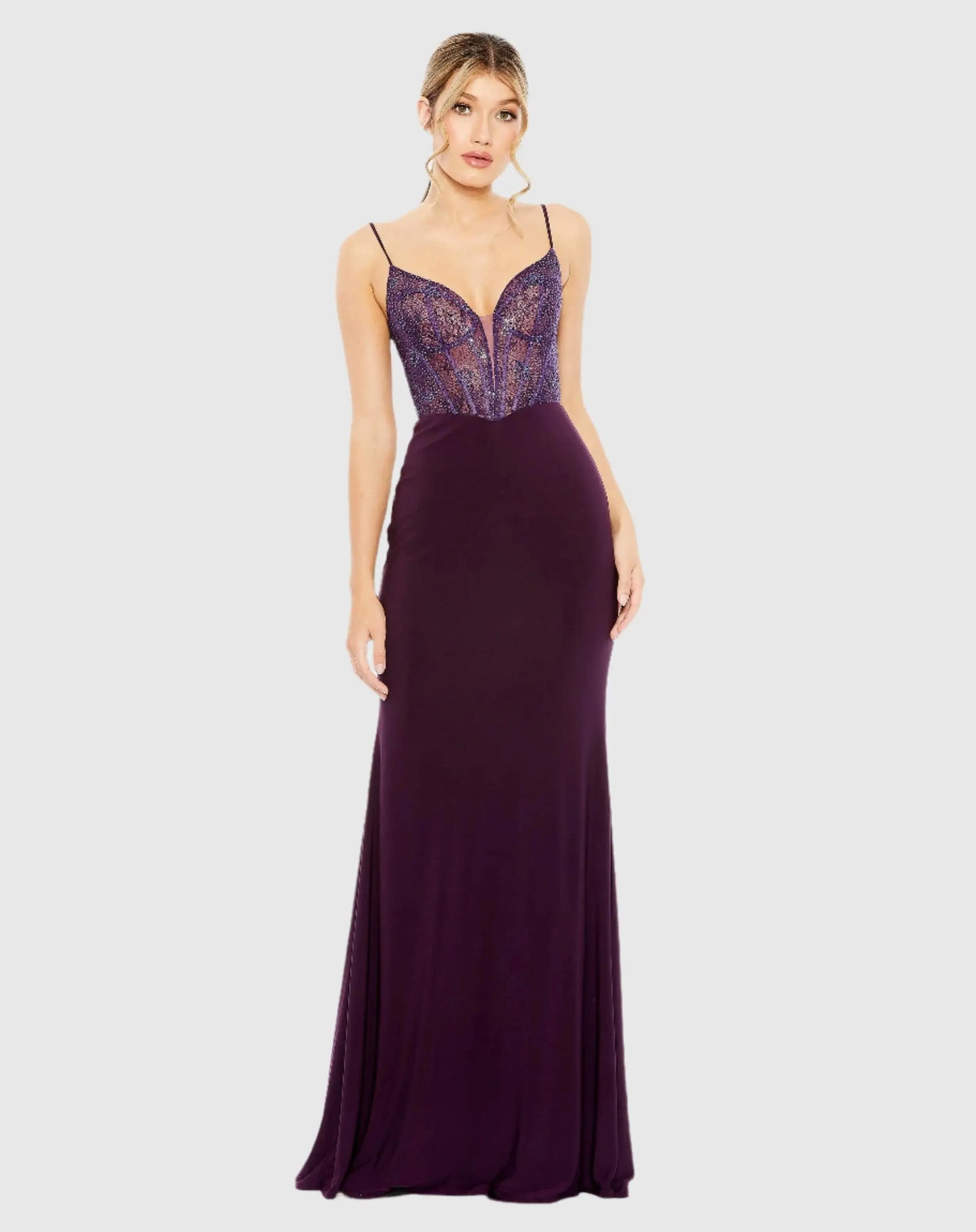 Purple Sweetheart Mesh Embellished Gown - Mac Duggal