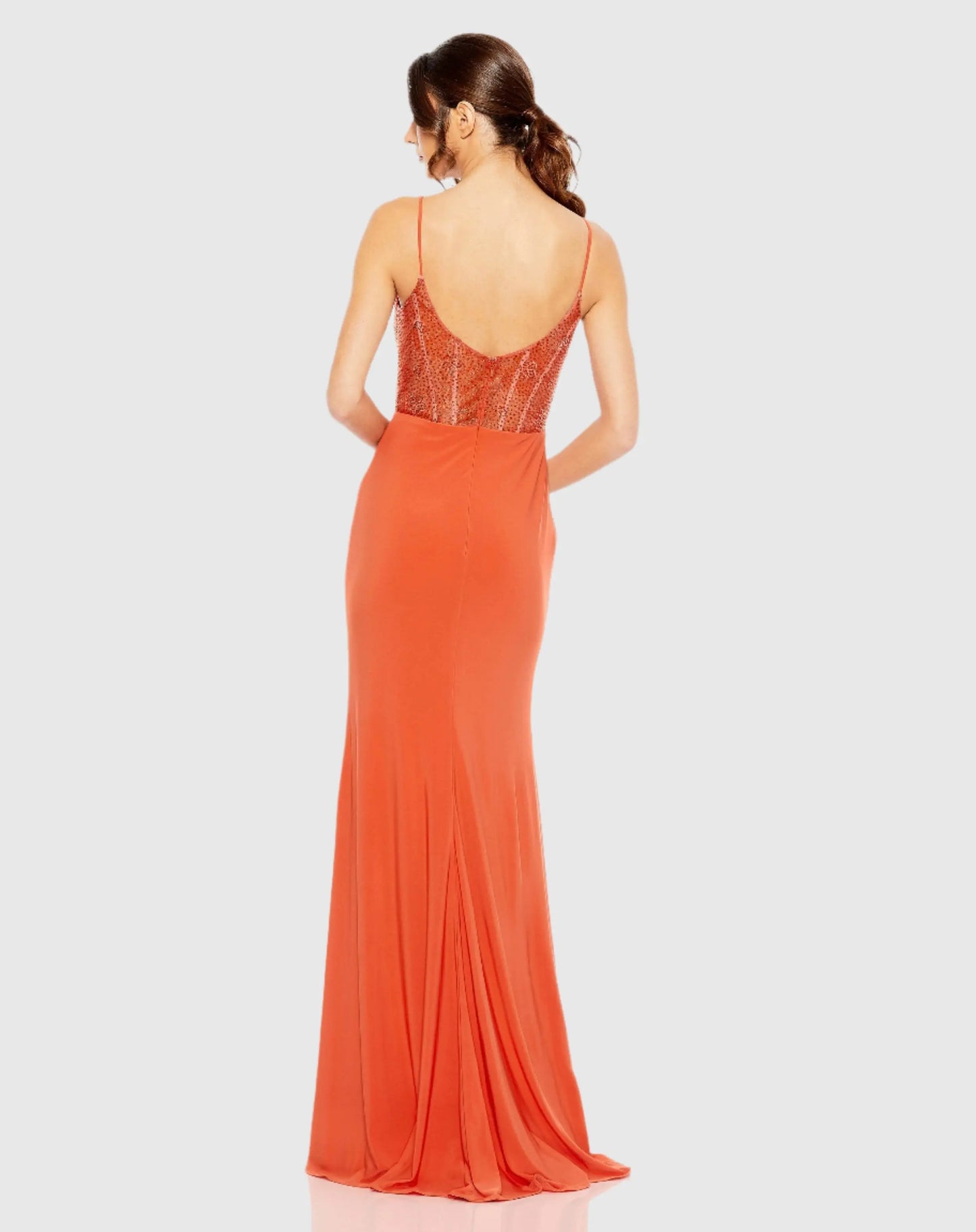 Orange Sweetheart Mesh Embellished Gown - Mac Duggal
