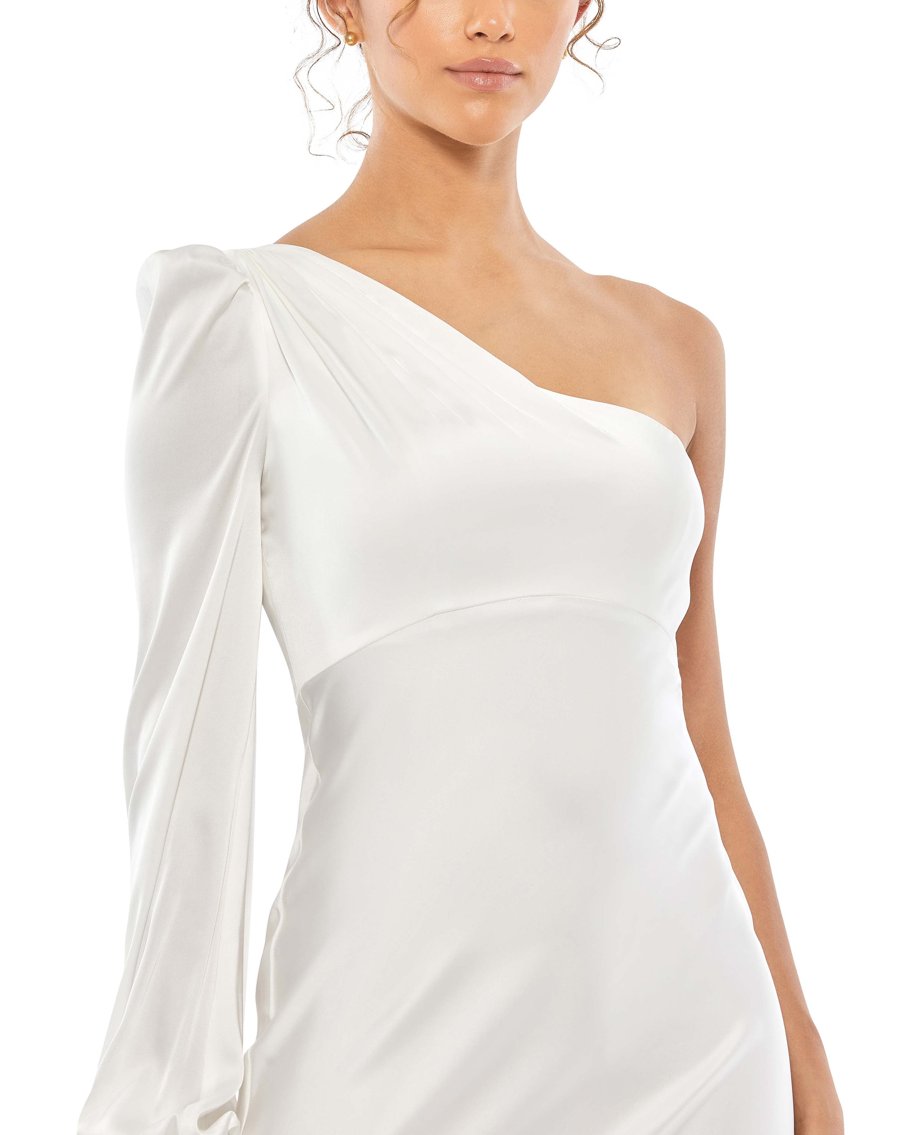 One Shoulder Blouson Sleeve Gown - FINAL SALE