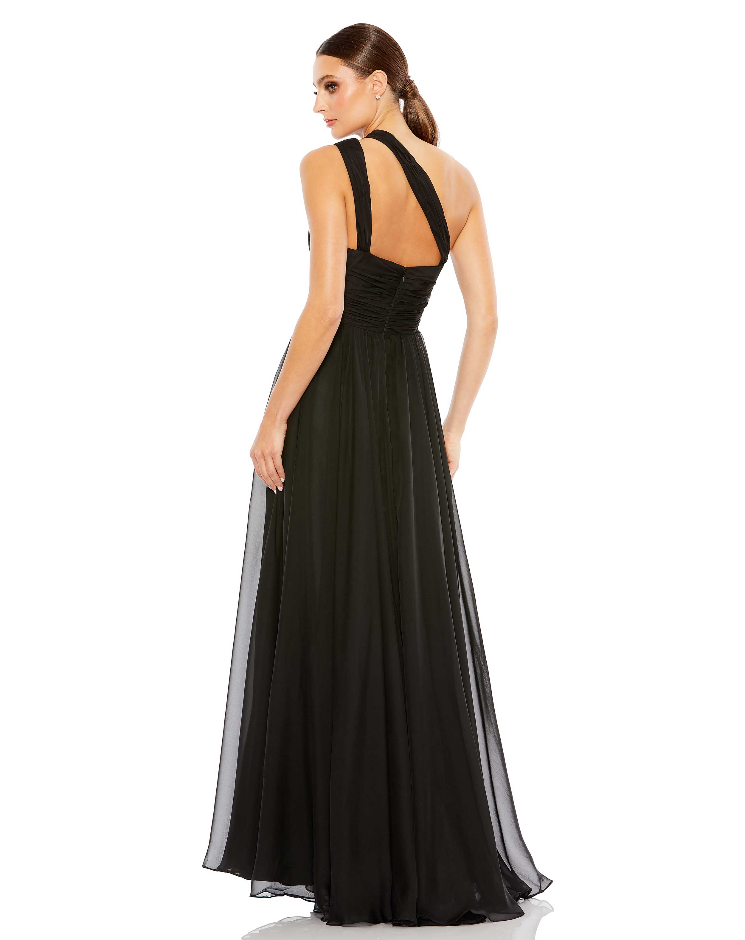 Strappy One Shoulder A Line Gown