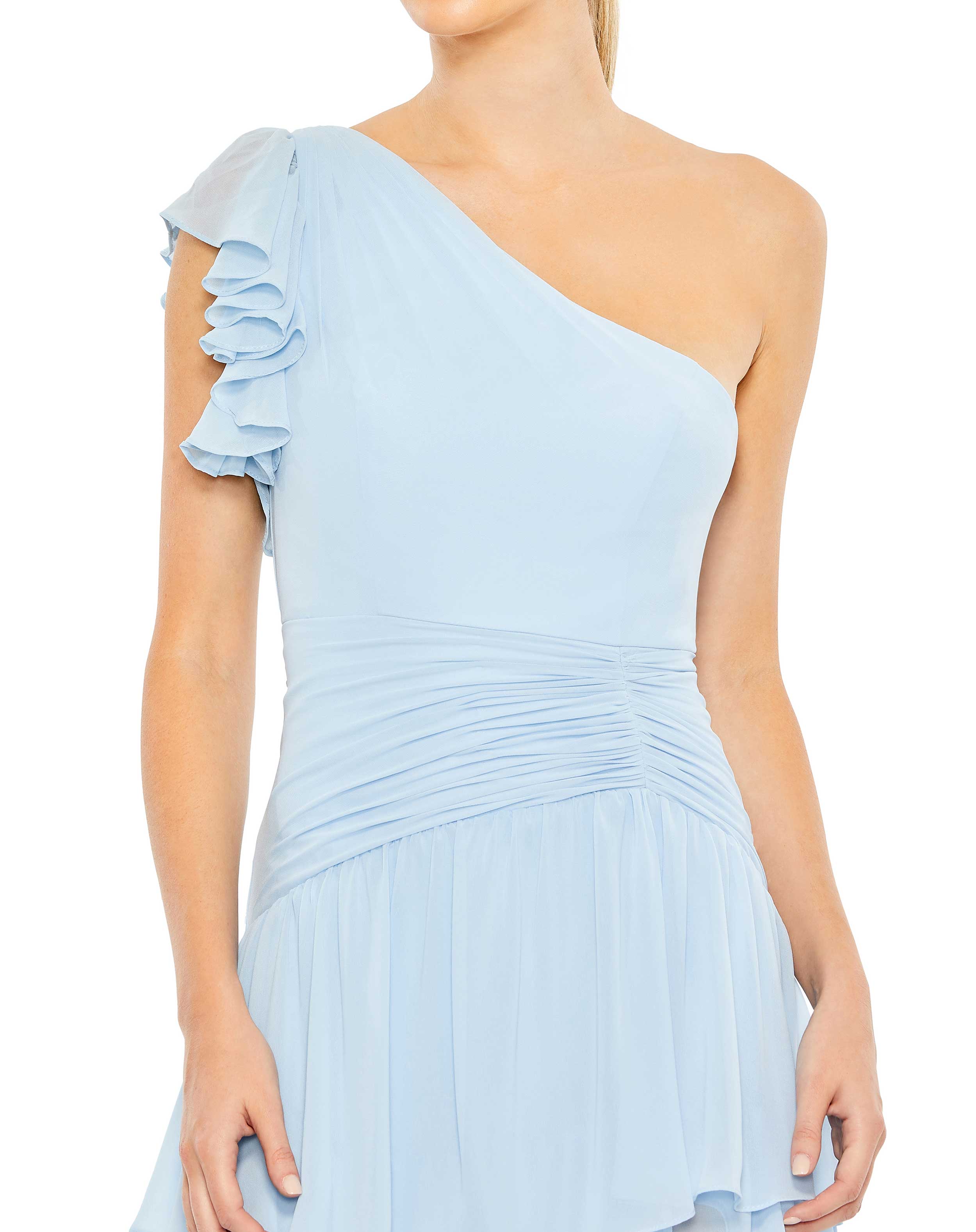 Ruffle Tiered One Flutter Sleeve Gown - FINAL SALE