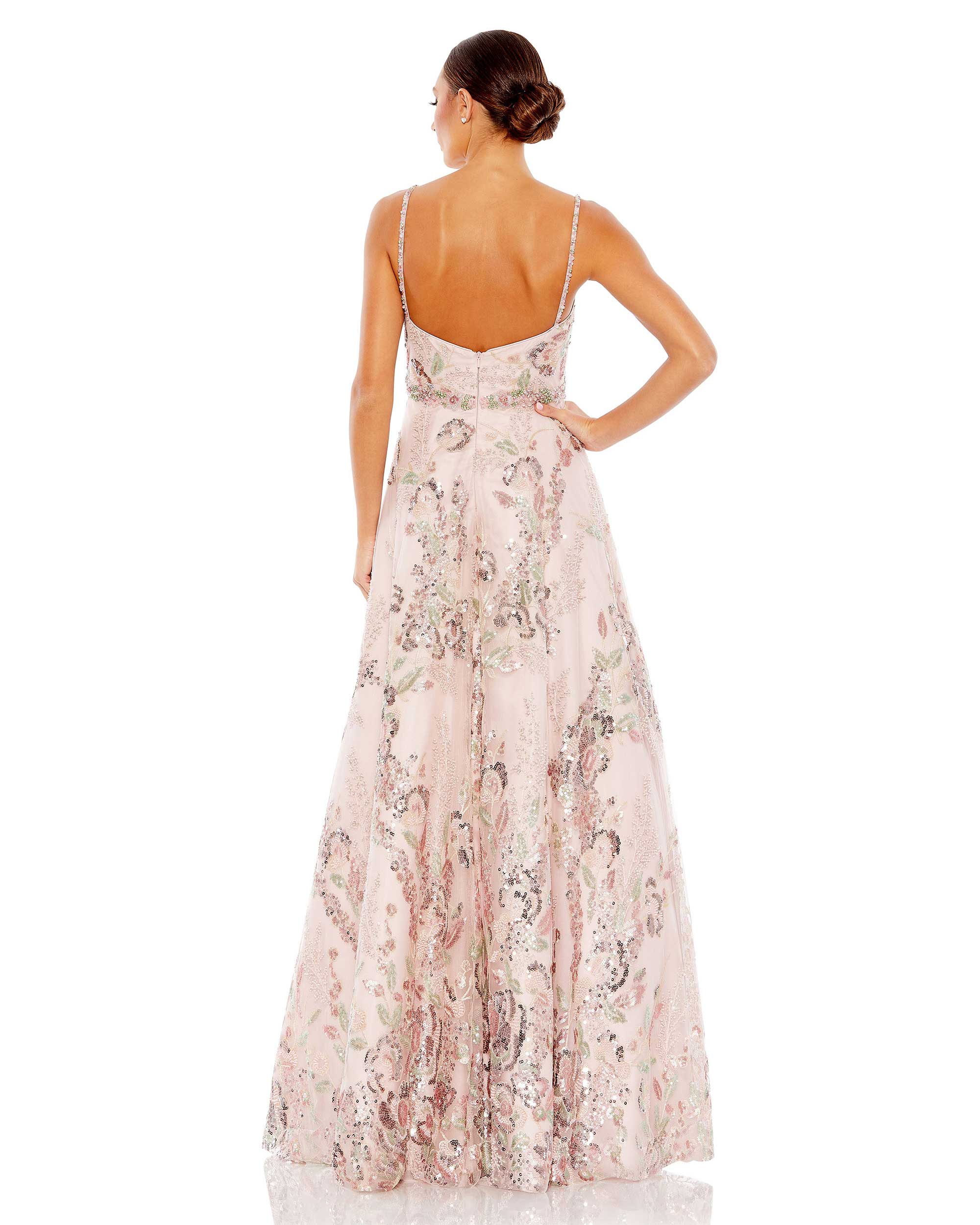 Embellished Spagetti Strap A Line Gown
