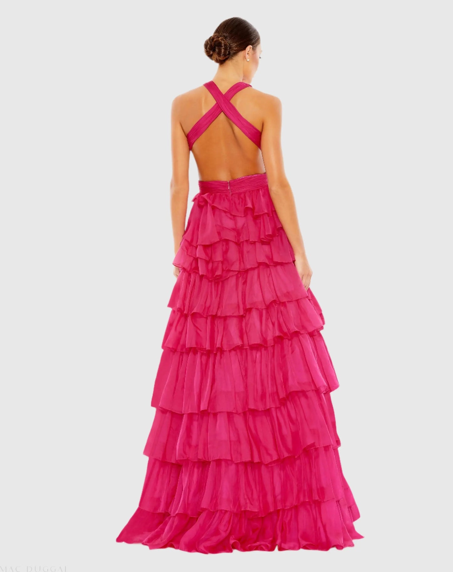 Pink Chiffon Layered Cut Out Ballgown - Mac Duggal