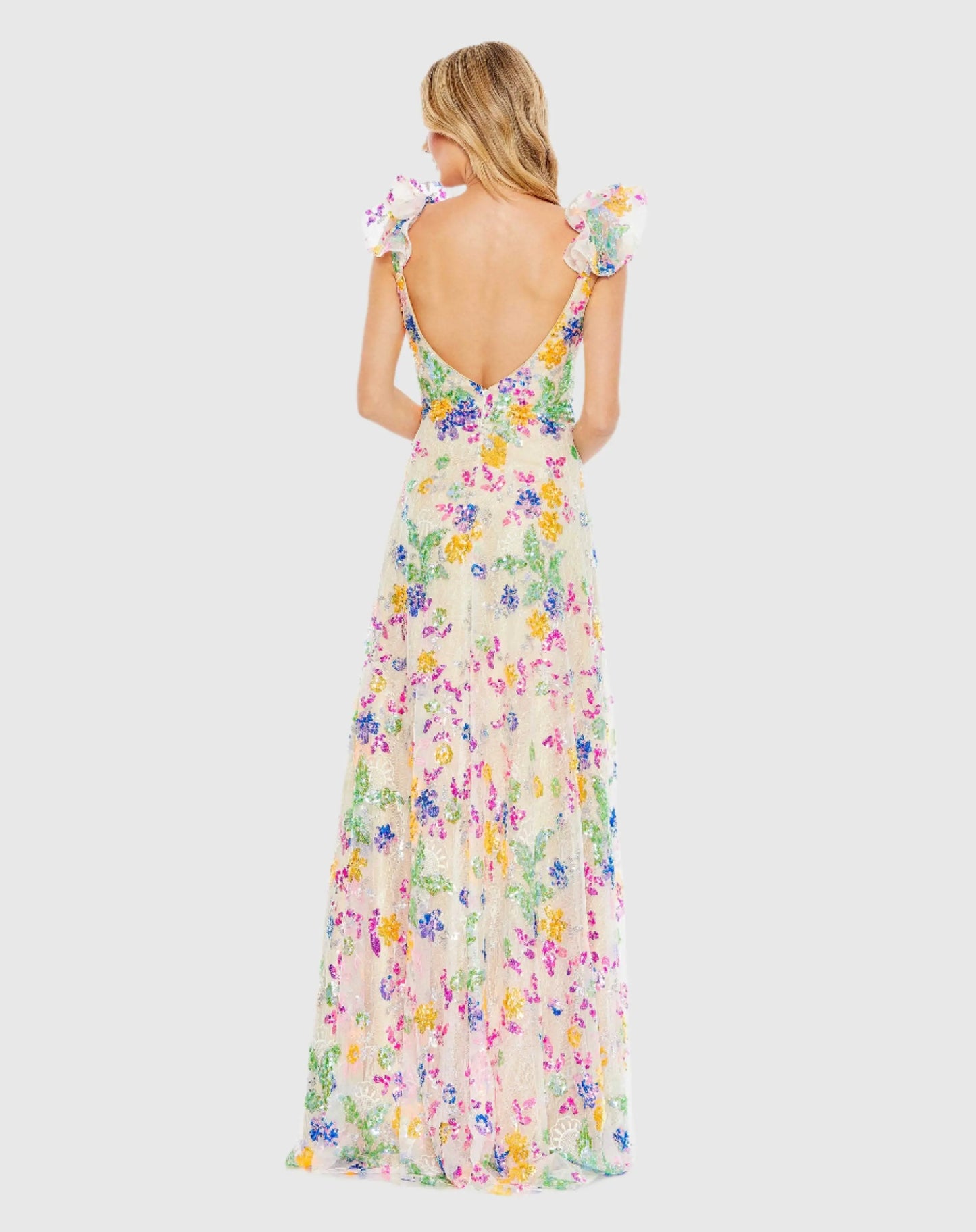 Embellished Ruffle Sleeve Gown - Mac Duggal