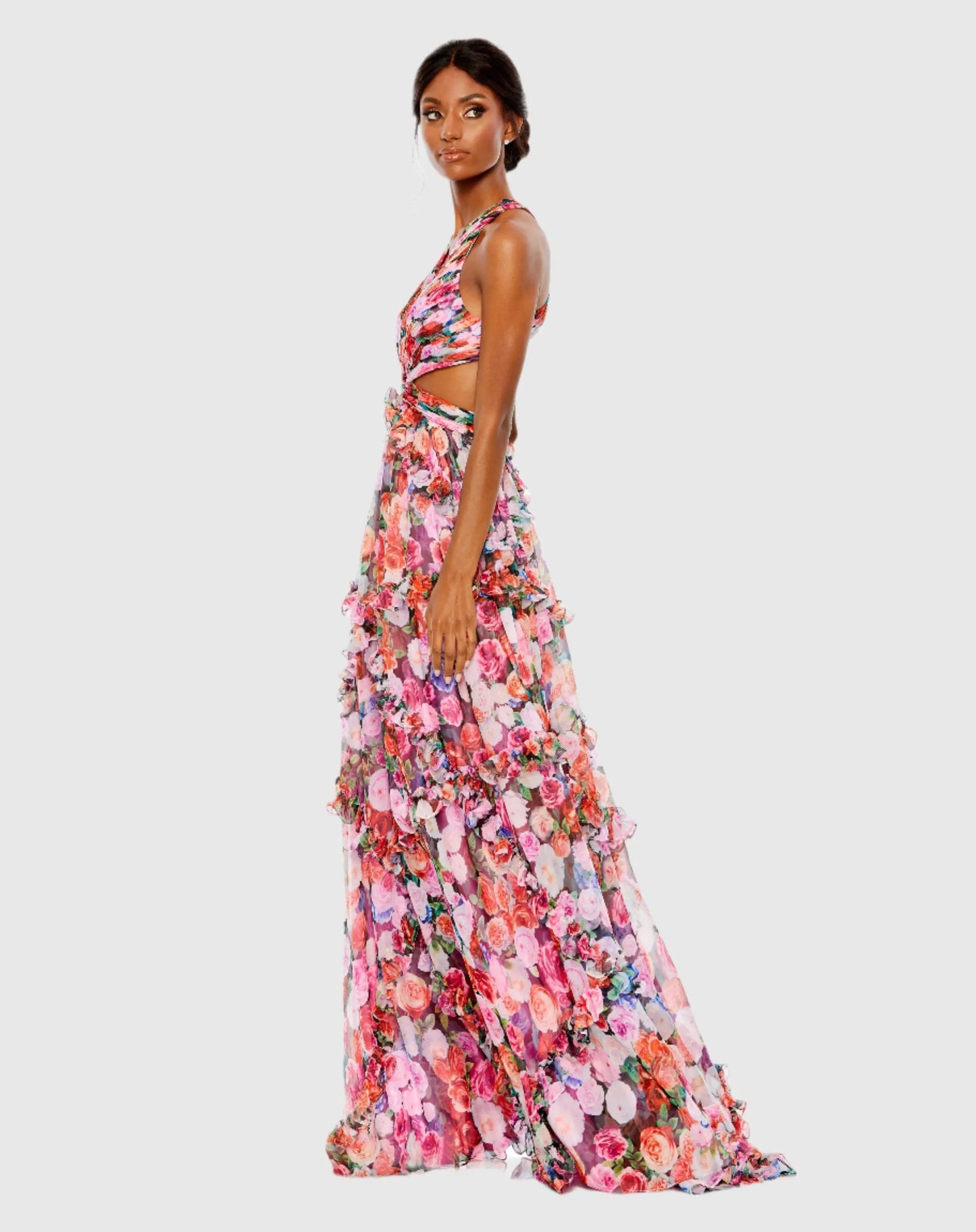 Ruffled Cut Out Sleeveless Gown - Mac Duggal