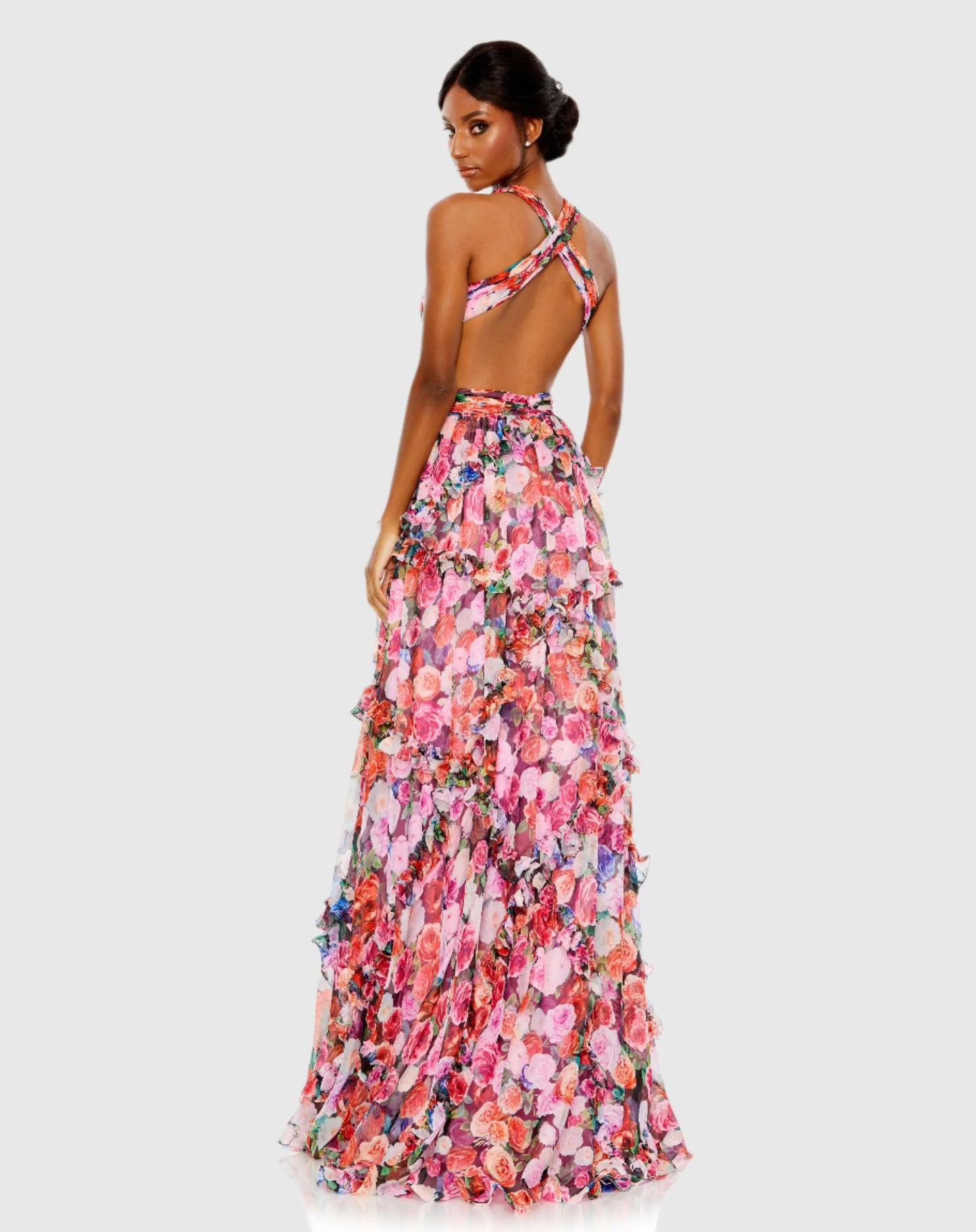 Ruffled Cut Out Sleeveless Gown - Mac Duggal