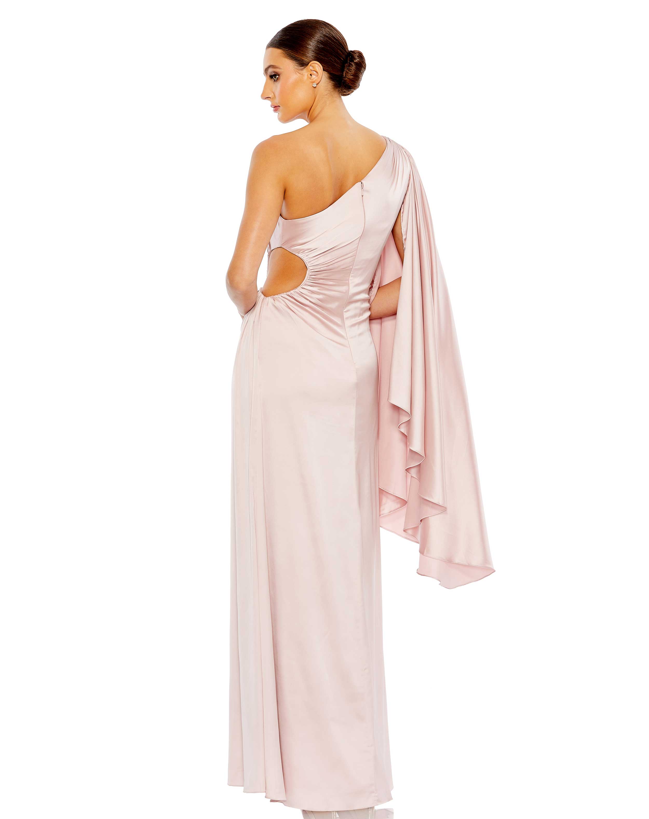 One Shoulder Bell Sleeve Draped Gown - FINAL SALE