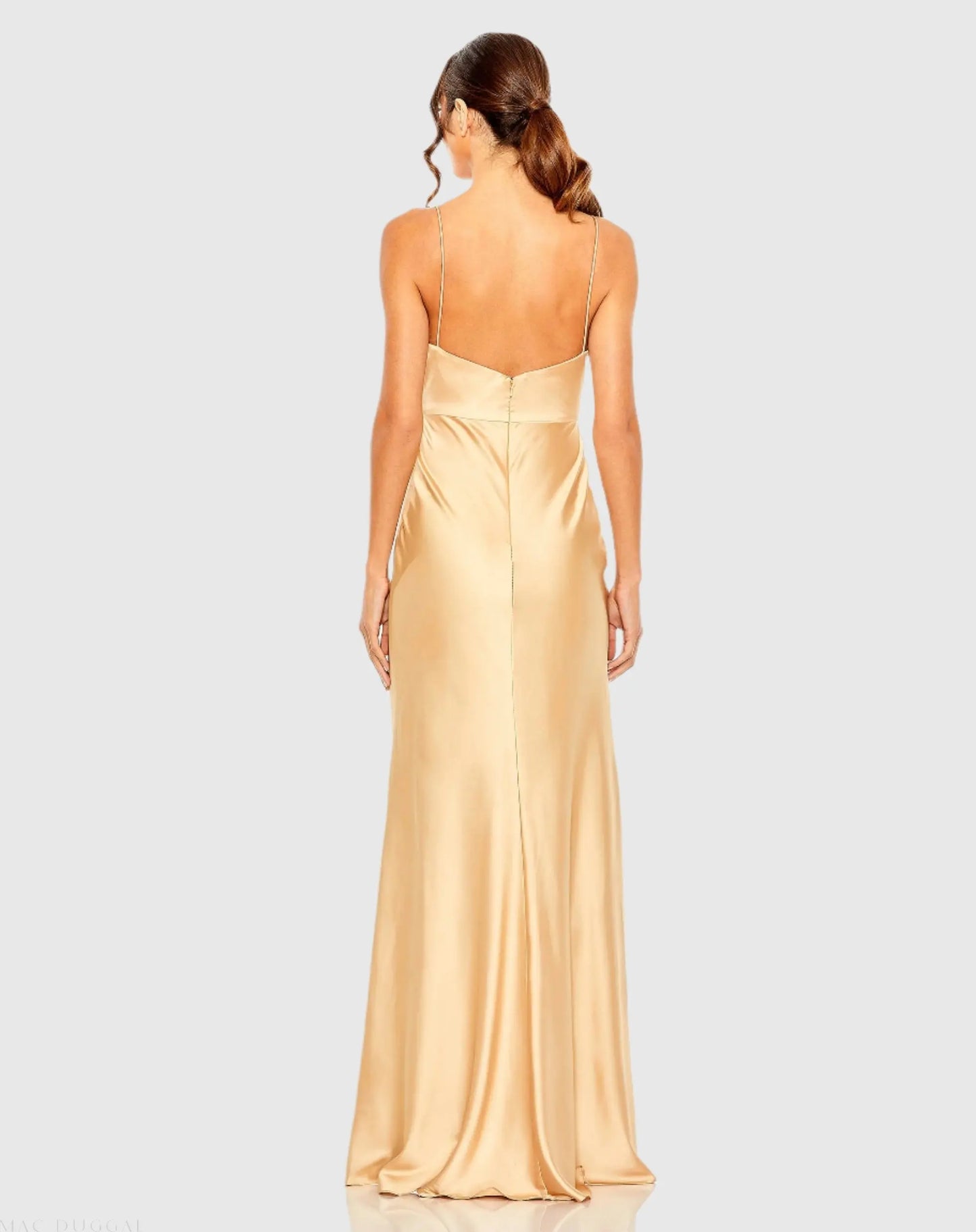 Gold Tie Front with Keyhole Detail Gown - Mac Duggal
