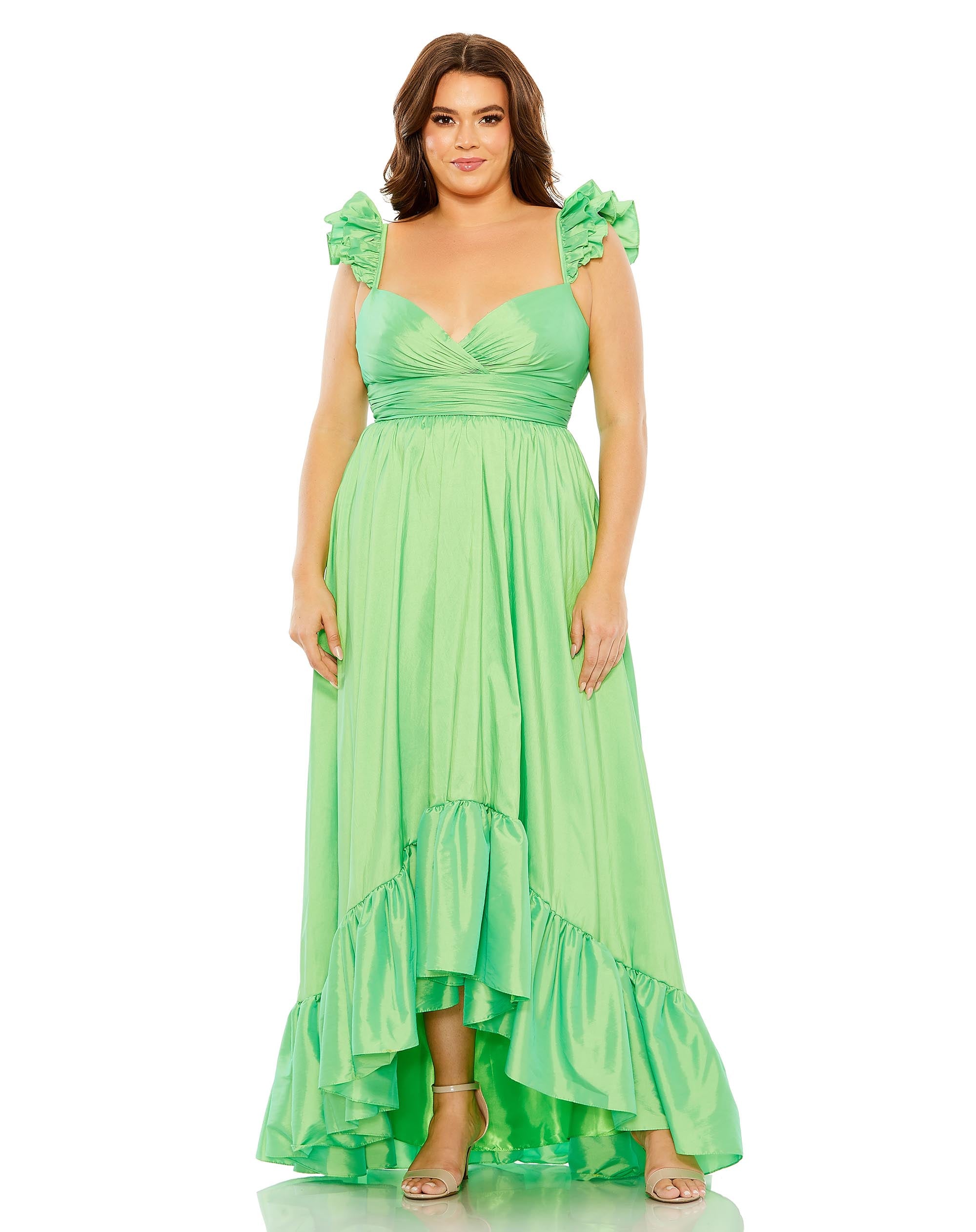 Ruffle Strap High Low Gown (Plus)