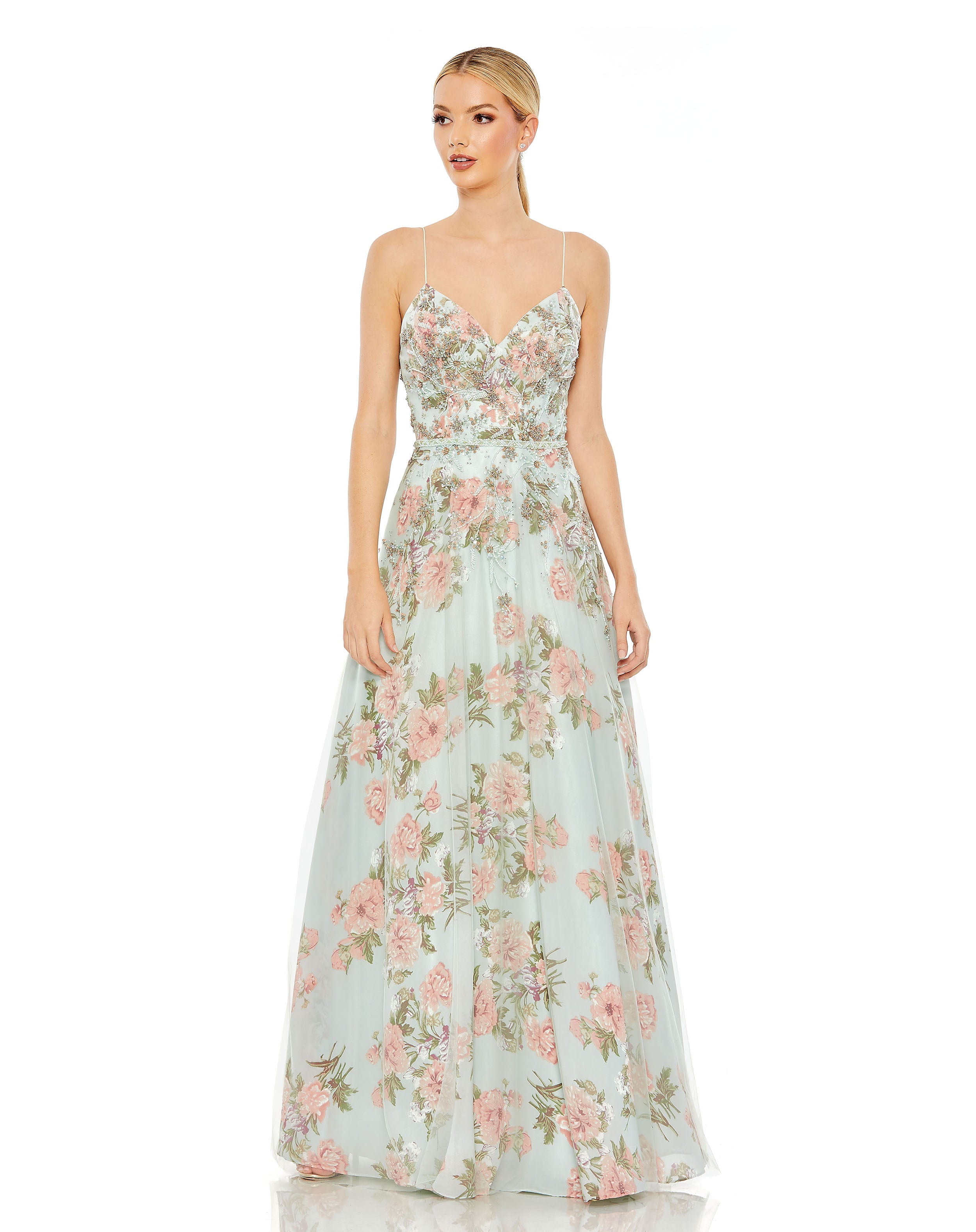 Embellished Lace Up Sleeveless Gown - FINAL SALE
