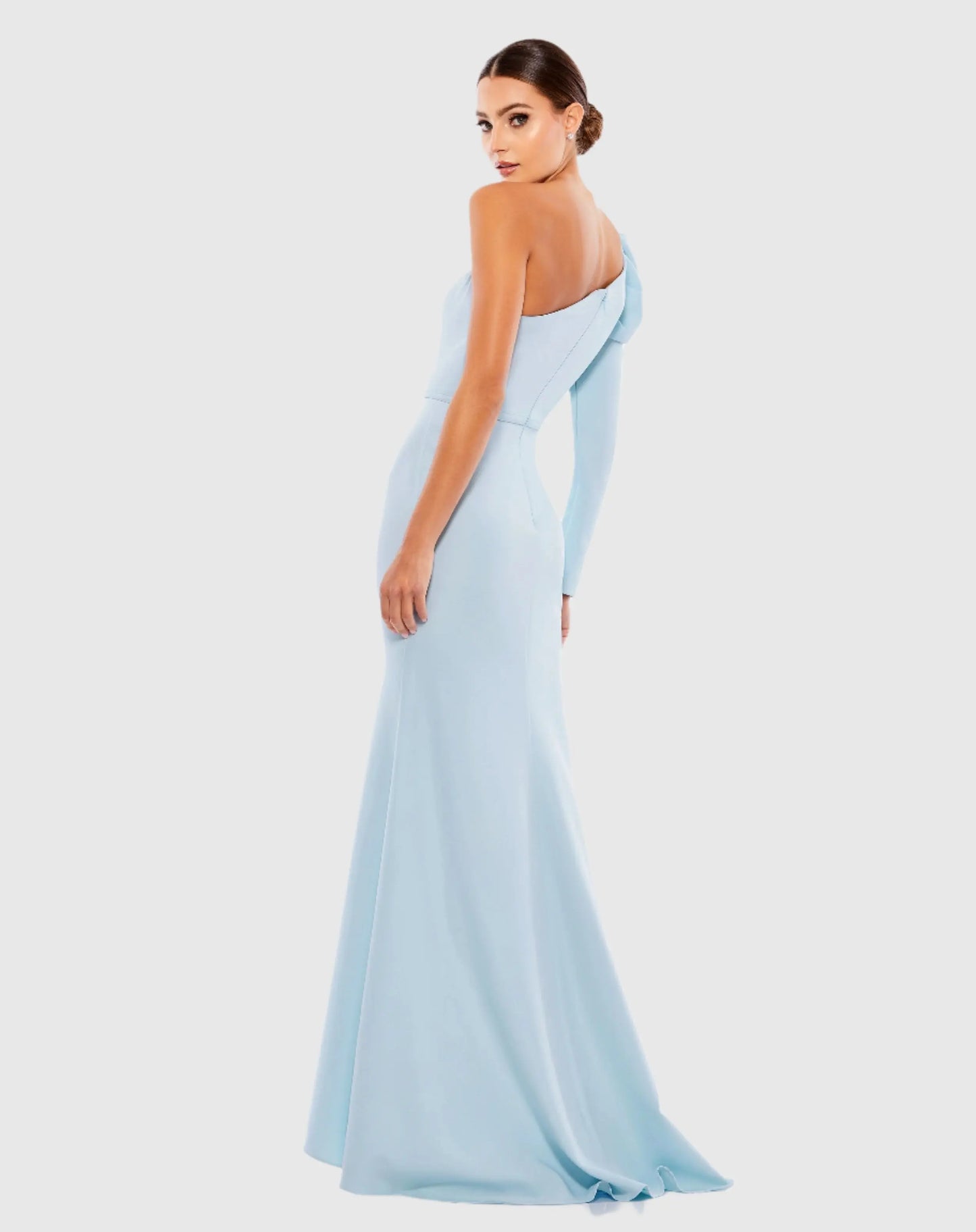 Blue One Shoulder Puff Sleeve Gown - Ieena for Mac Duggal
