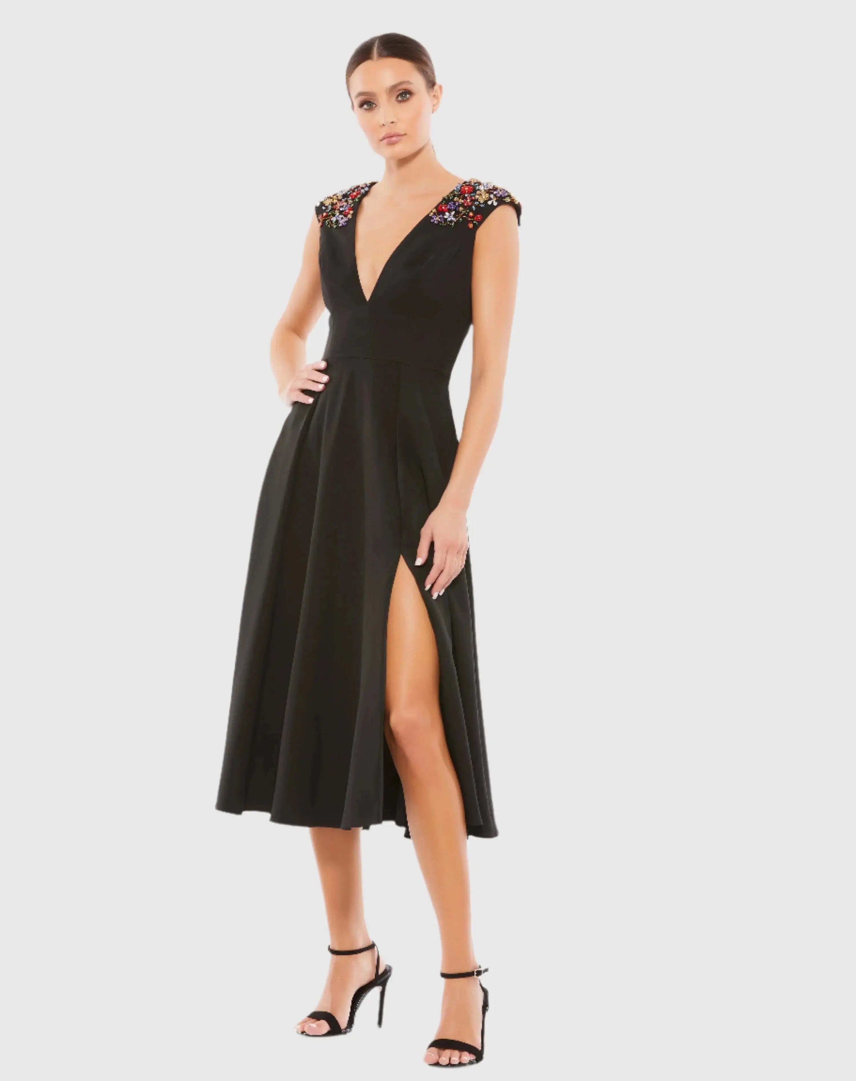 beaded cap sleeve a line midi dress Green Beaded Cap Sleeve Sheath Midi Dress