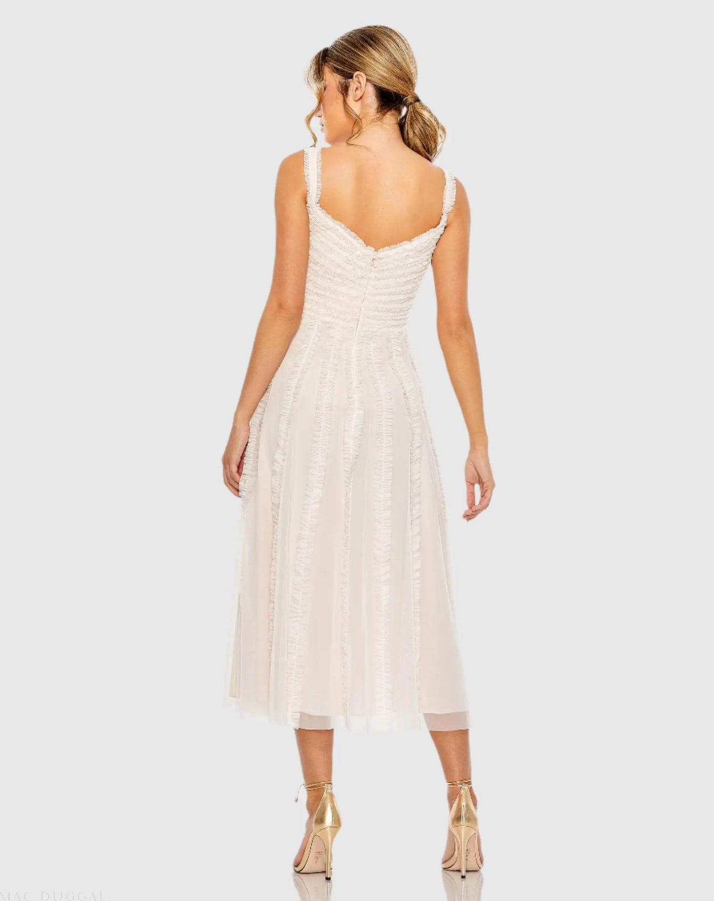 Pink Sleeveless Ruffle Tiered Dress - Mac Duggal