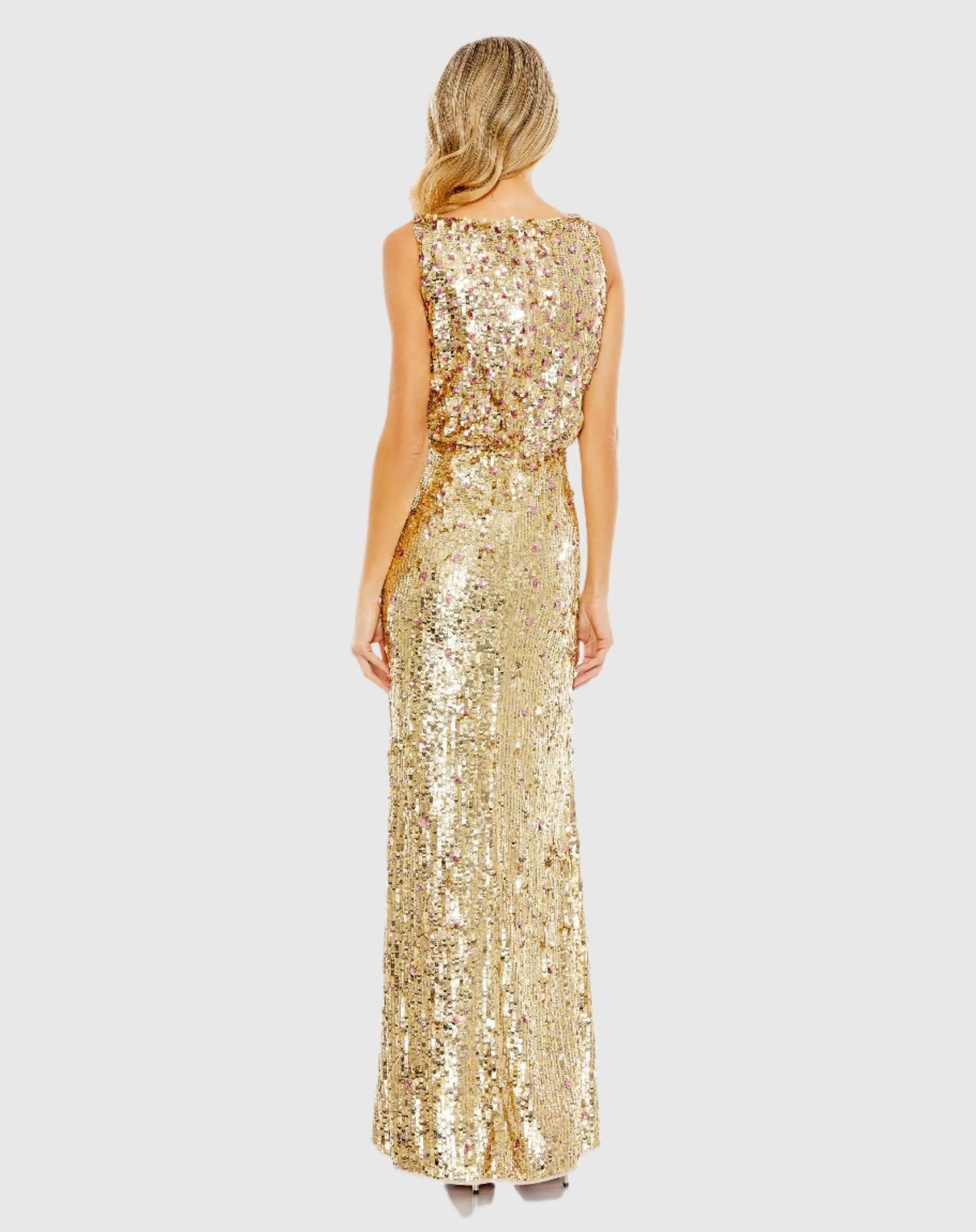 Sequined Sleeveless High Neck Gown - Mac Duggal