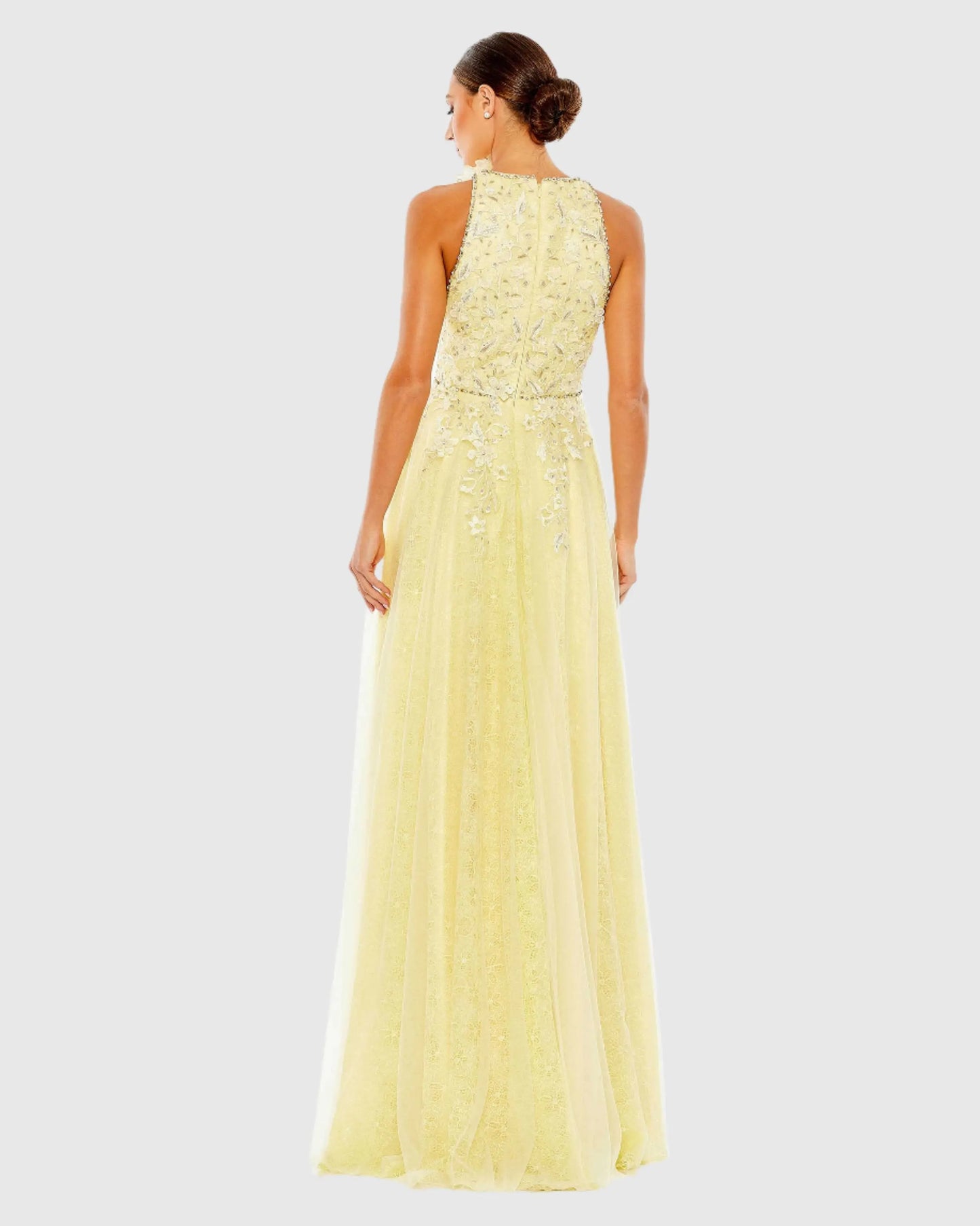 Embellished High Neck Sleeveless A Line Gown - Mac Duggal