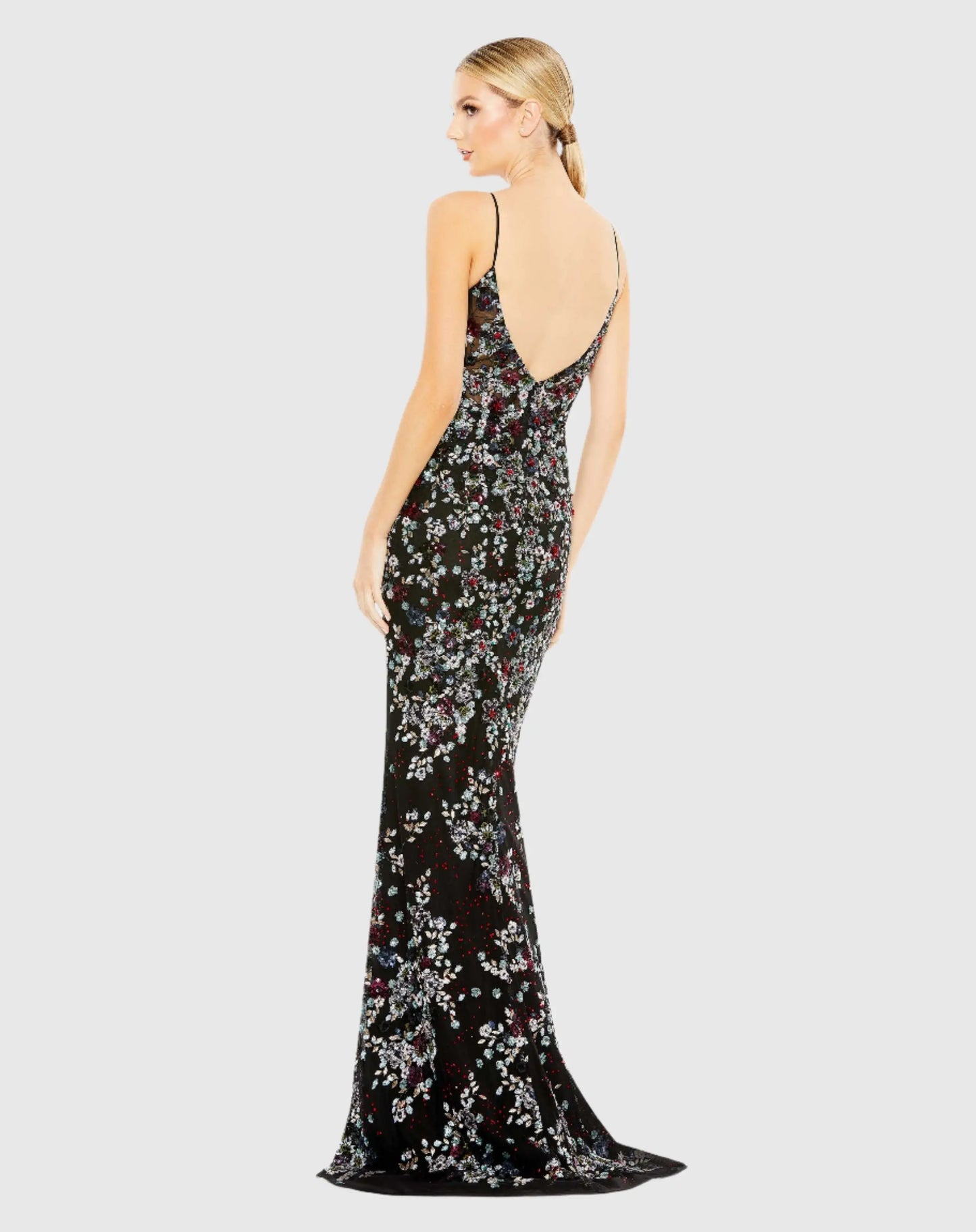 Embellished Plunge Neck Sleeveless Gown - Mac Duggal