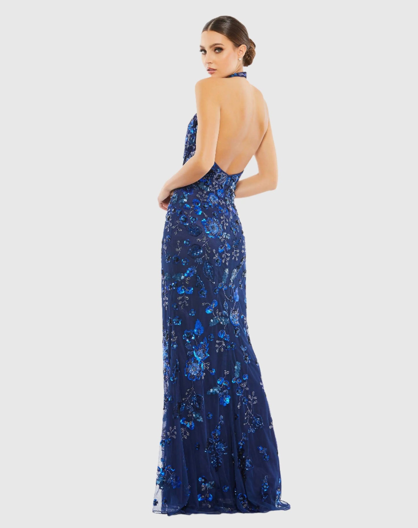Floral Embellished Halter Gown - Mac Duggal
