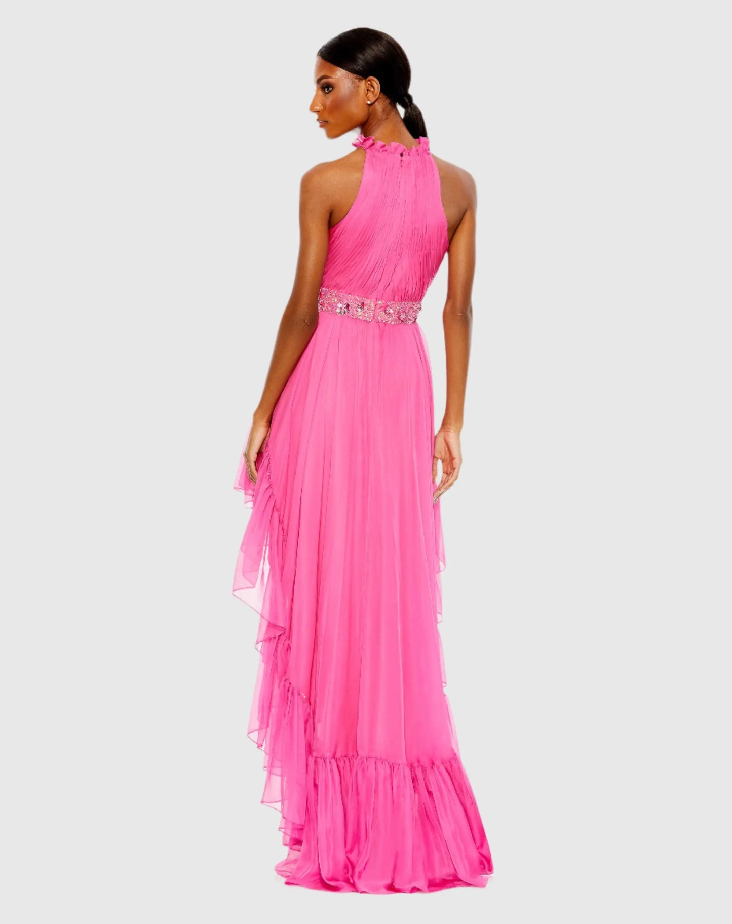 Halter Neck High Low Flowy Gown - Mac Duggal
