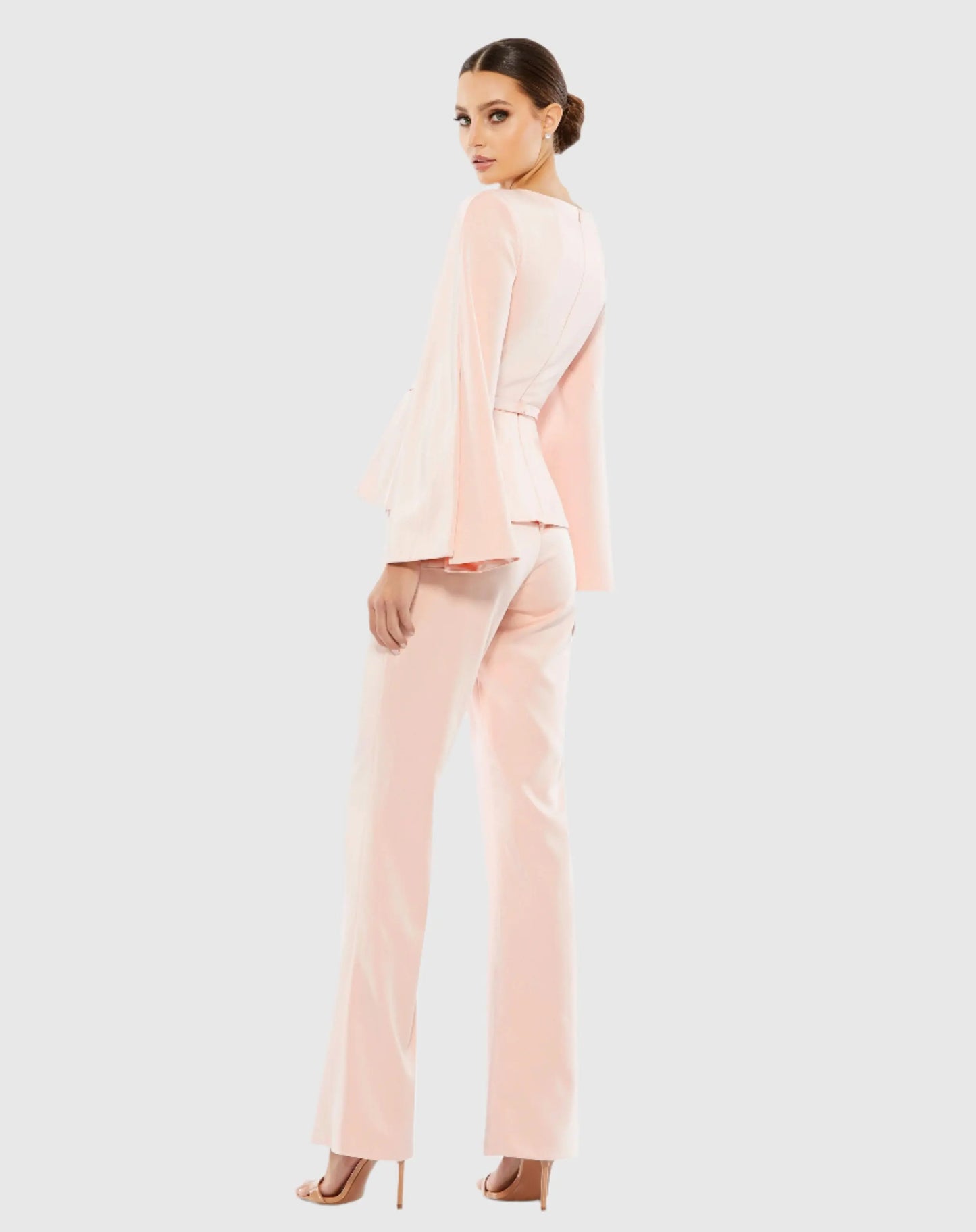 Long Sleeve Two Piece Crepe Pant Suit - Mac Duggal
