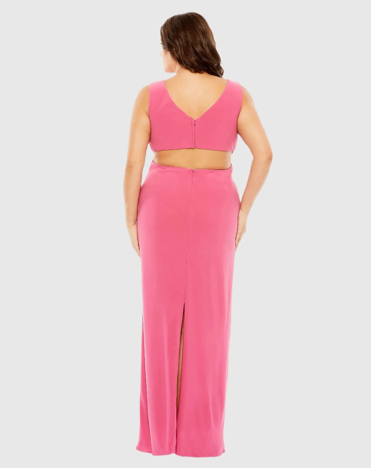 Pink Jersey V-Neck Cutout Gown - Mac Duggal