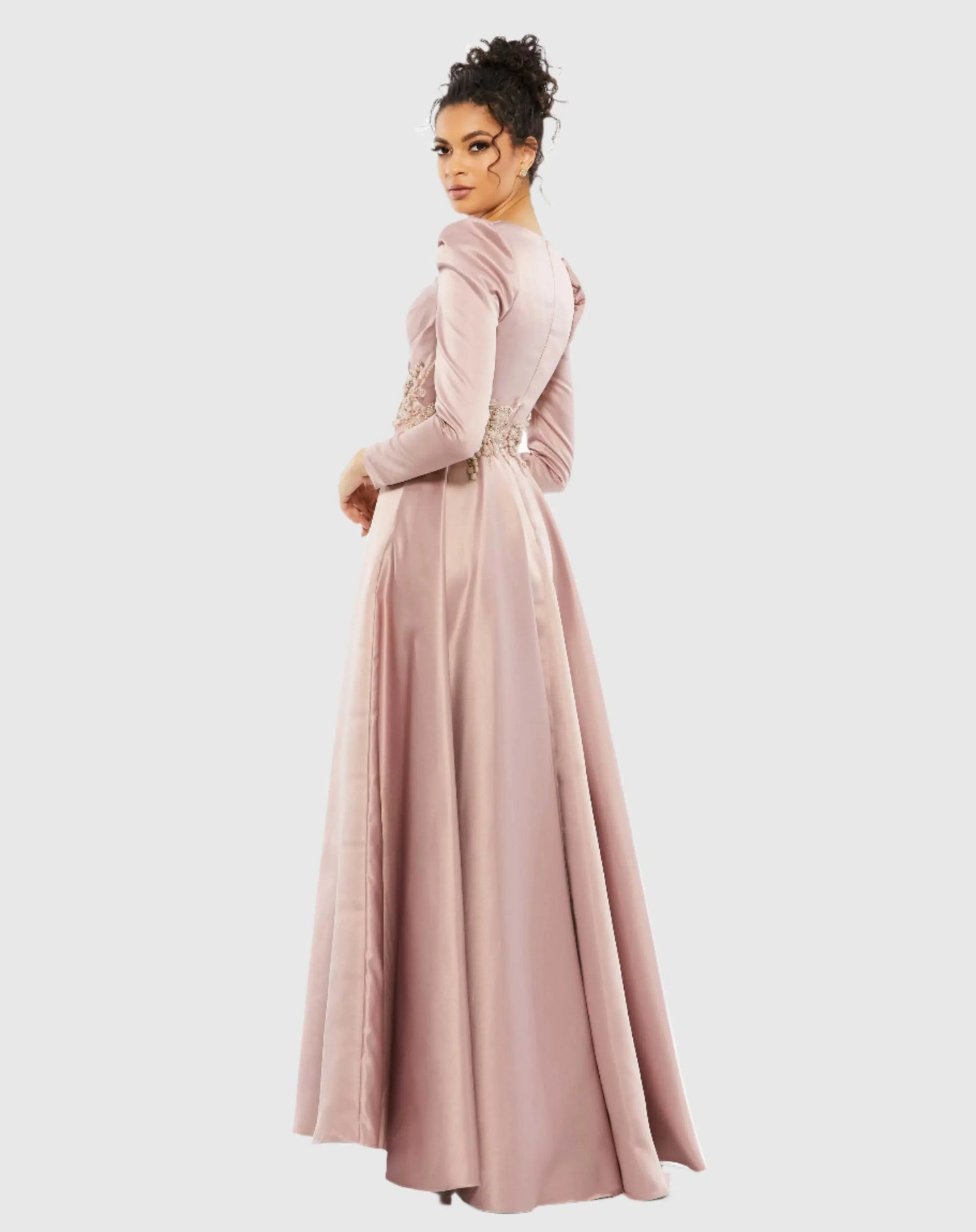 Pink Long Sleeve Embellished Gown - Mac Duggal