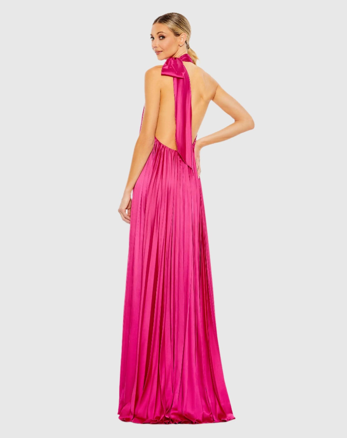 Pleated Trapeze Halter Neck Gown - Mac Duggal