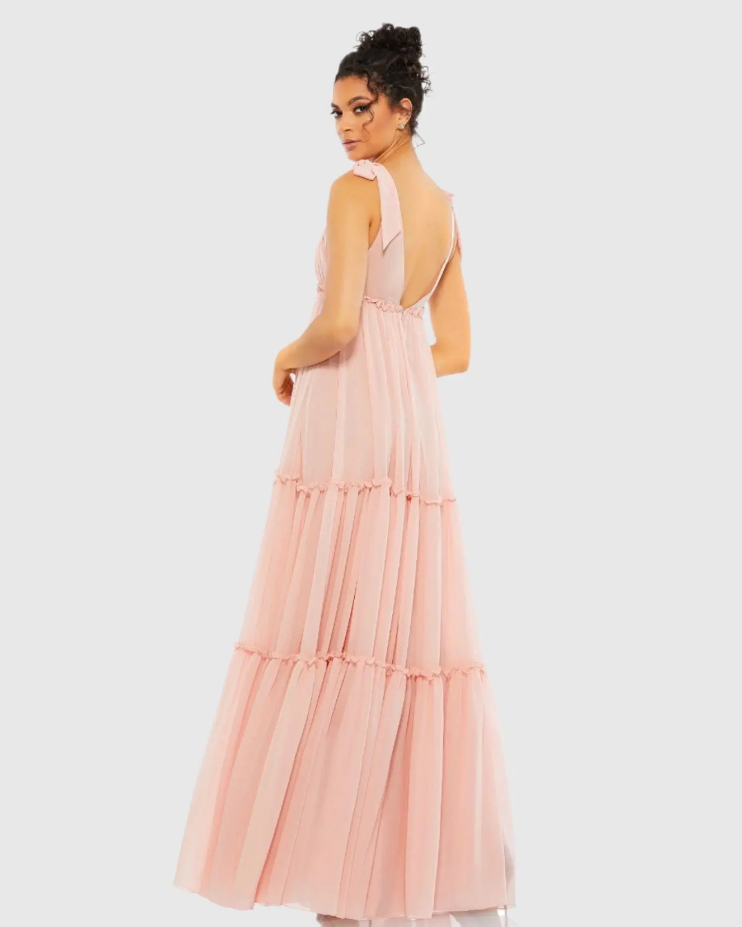 Tiered V-Neck Plunging Maxi Dress - FINAL SALE - Mac Duggal