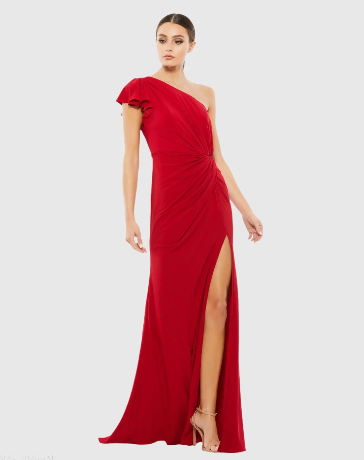 Ruffled One Shoulder Draped Gown - Mac Duggal