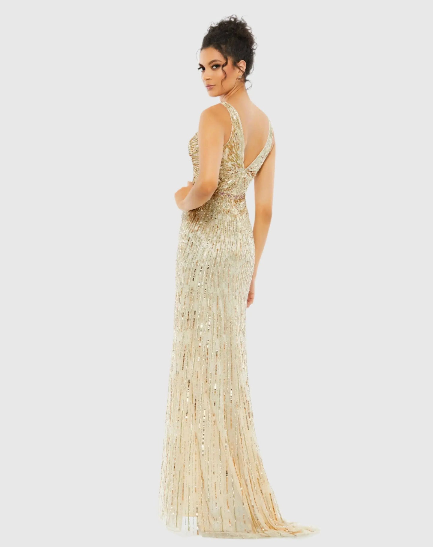 Sequin Embellished Sleeveless Evening Gown - Mac Duggal