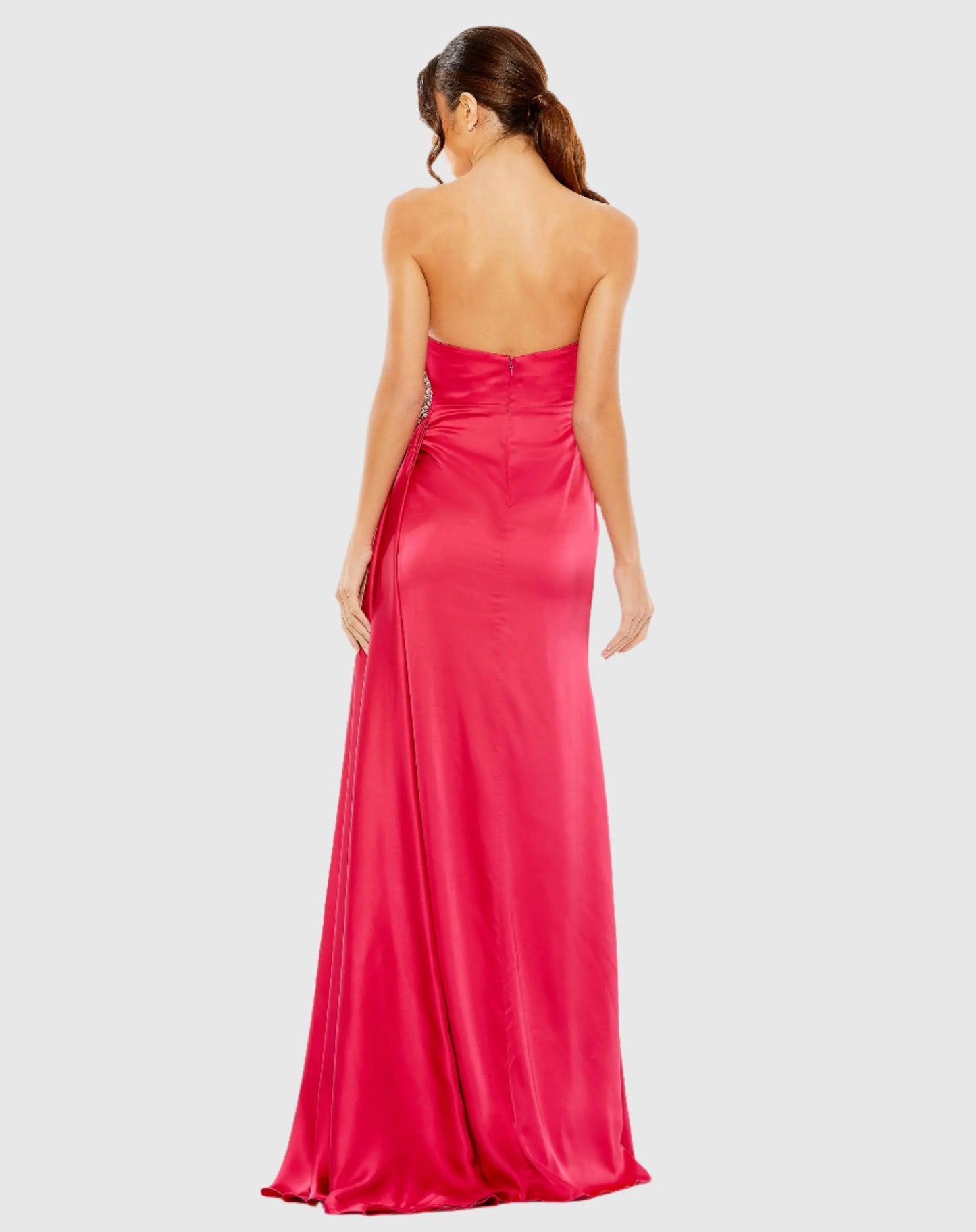 Strapless Ruched Embellished Gown - Mac Duggal