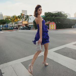 Ieena for Mac Duggal Date Night Blue Mini Dress