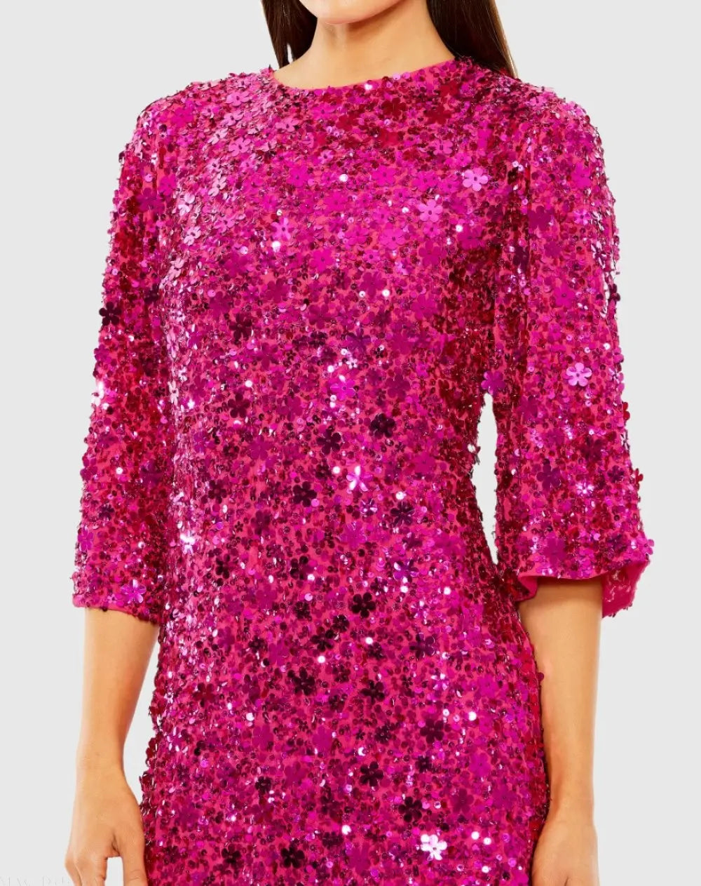 Mac Duggal Floral Embellished Mini Dress - Hot Pink Mac Duggal Floral Embellished Mini Dress - Hot Pink