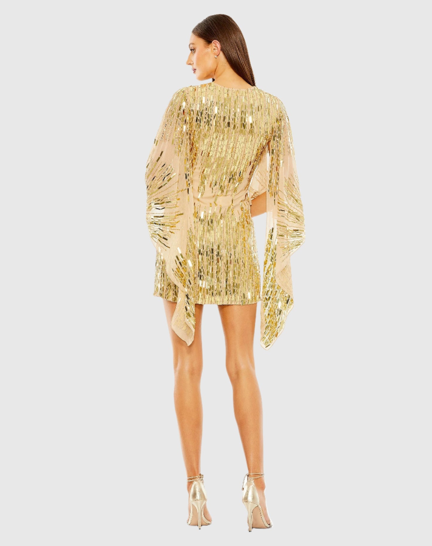 Robe longue à sequins géométriques avec dos cape