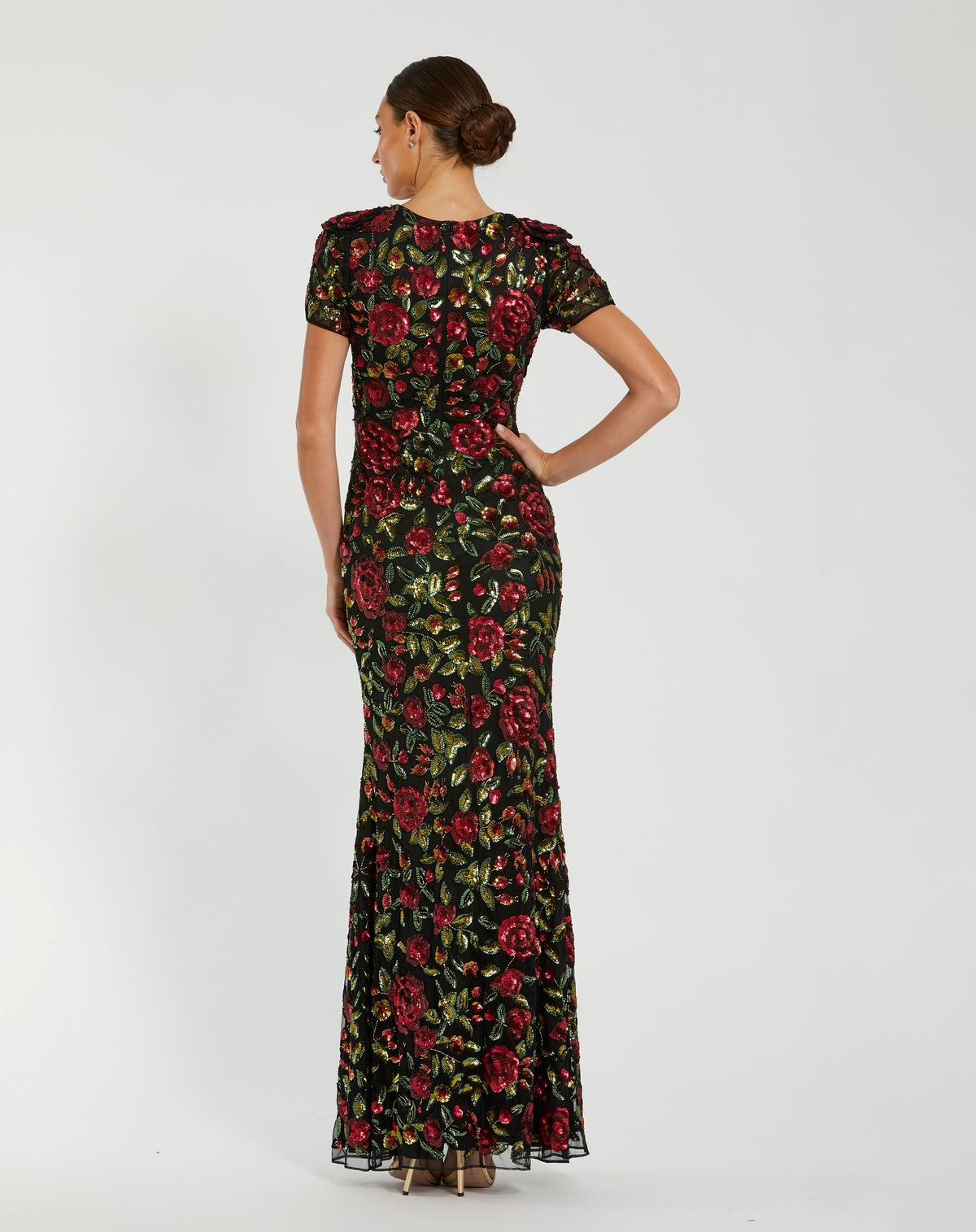 Multicolor Floral Sequin Scoop Neck Trumpet Gown - Mac Duggal