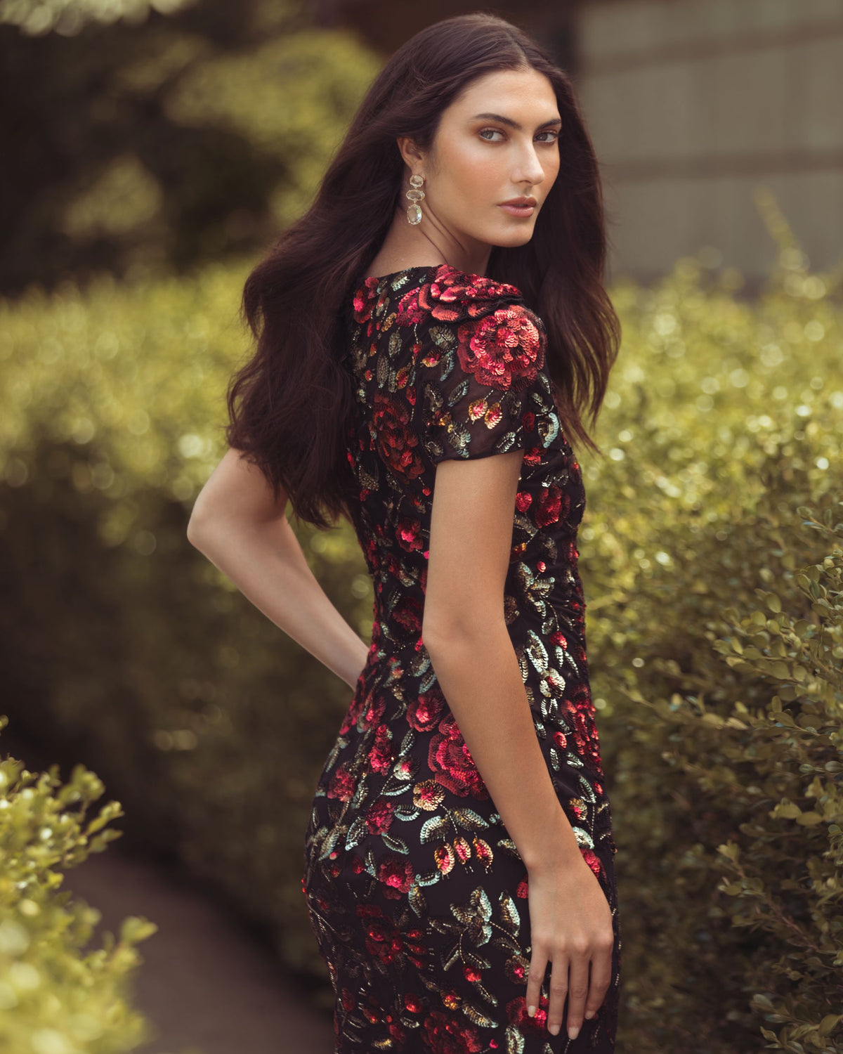 Multicolor Floral Sequin Scoop Neck Trumpet Gown - Mac Duggal